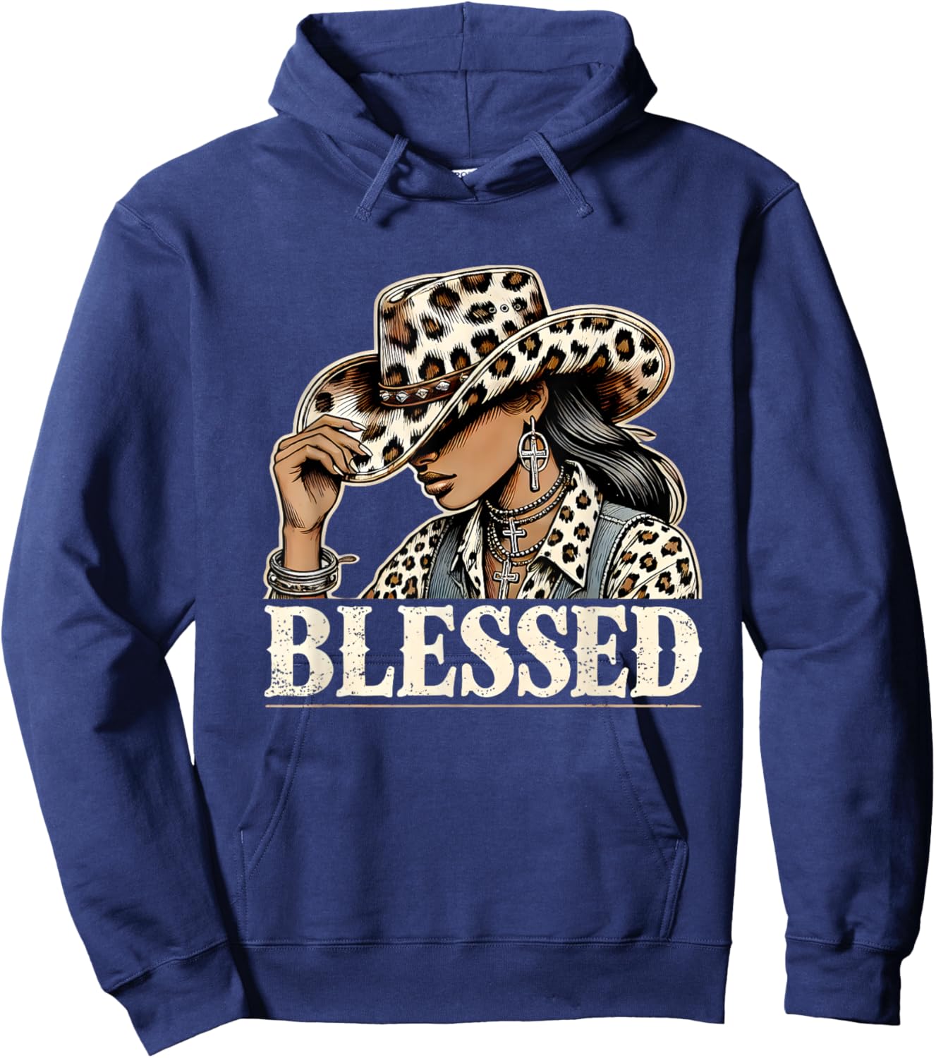 Vintage Cowgirl Black Western Cowgirl African Christian Hoodie - Hoodie | Navy