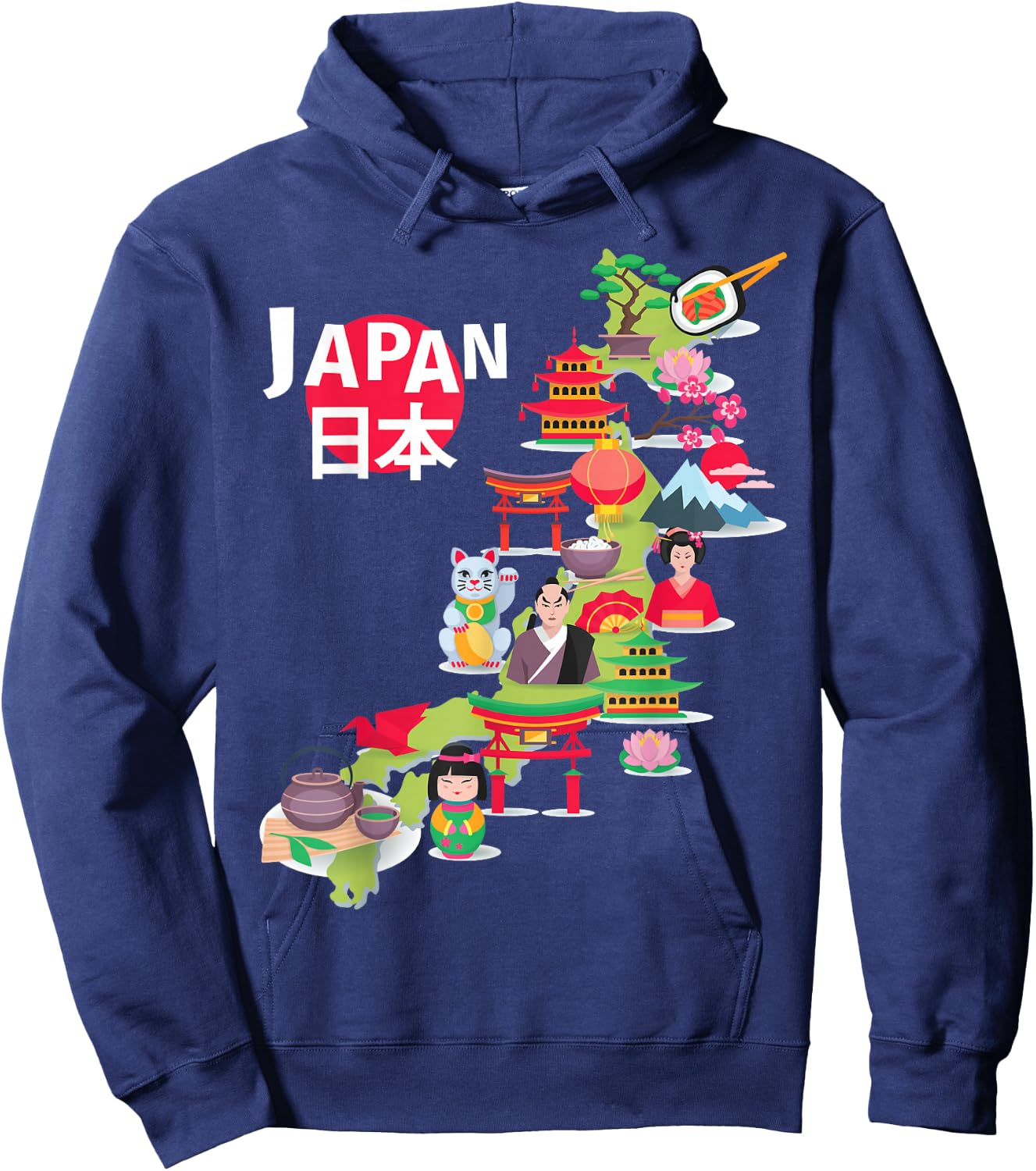 Japanese Flag Travel Map Japanese Pride Okinawa Tokyo Love Hoodie - Hoodie | Navy