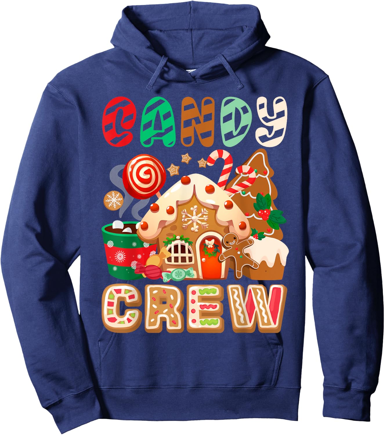 Funny Christmas Candy Crew Security Candyland Donut Pajama Hoodie - Hoodie | Navy