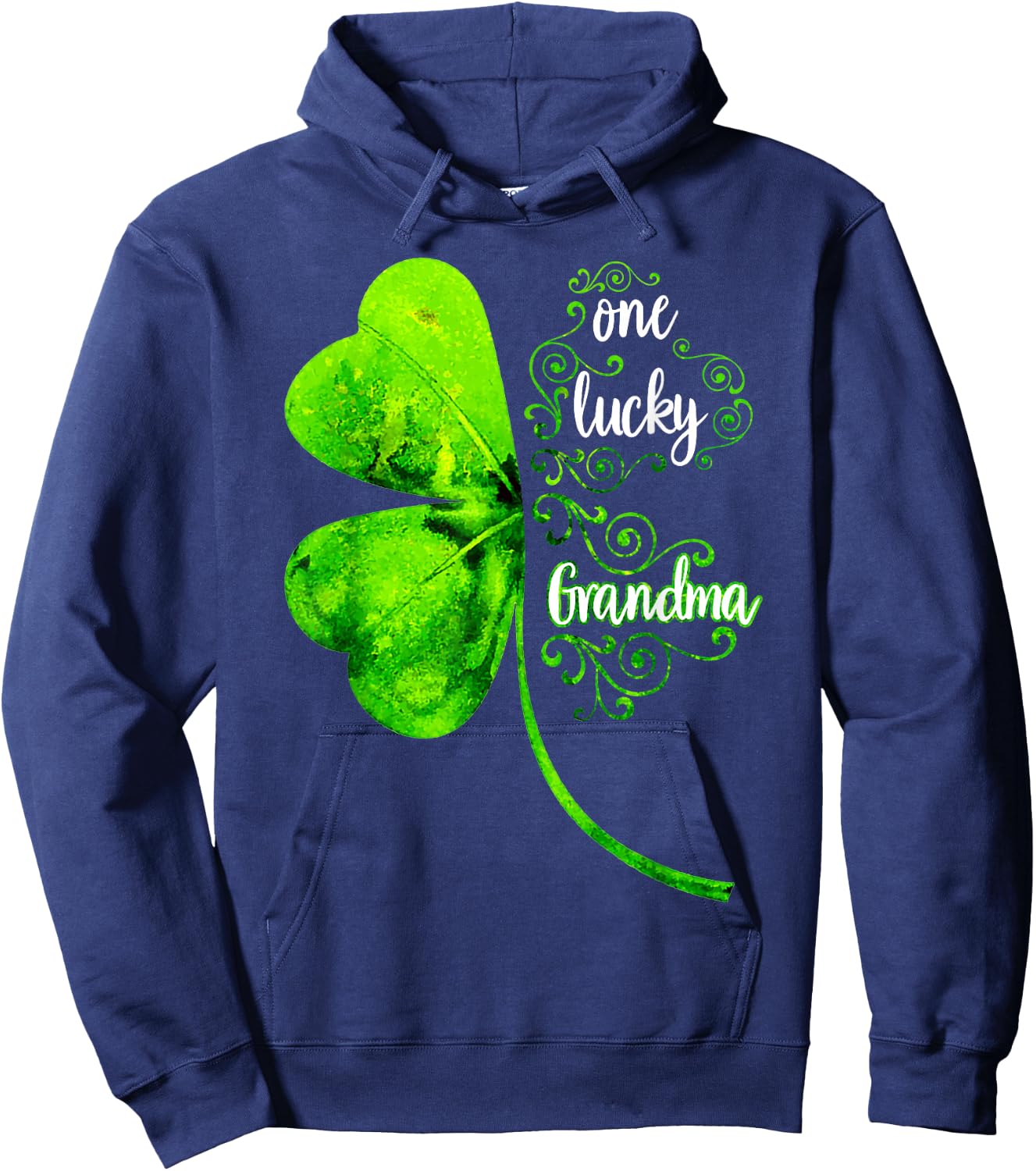 One Lucky Grandma Shamrock Grandma St Patricks Day Hoodie - Hoodie | Navy