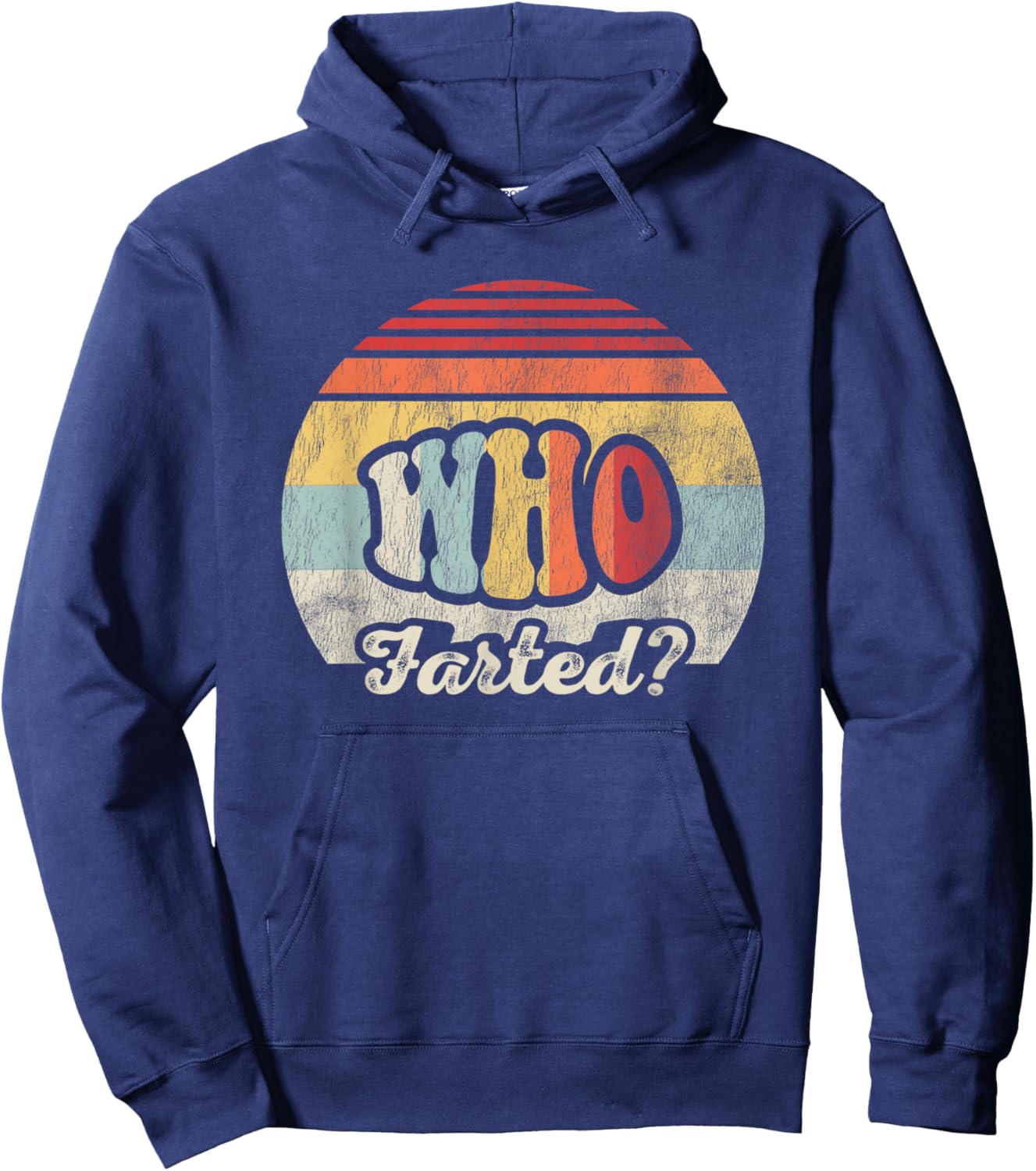 Who Farted Retro Vintage Humor Graphic Hoodie - Hoodie | Navy