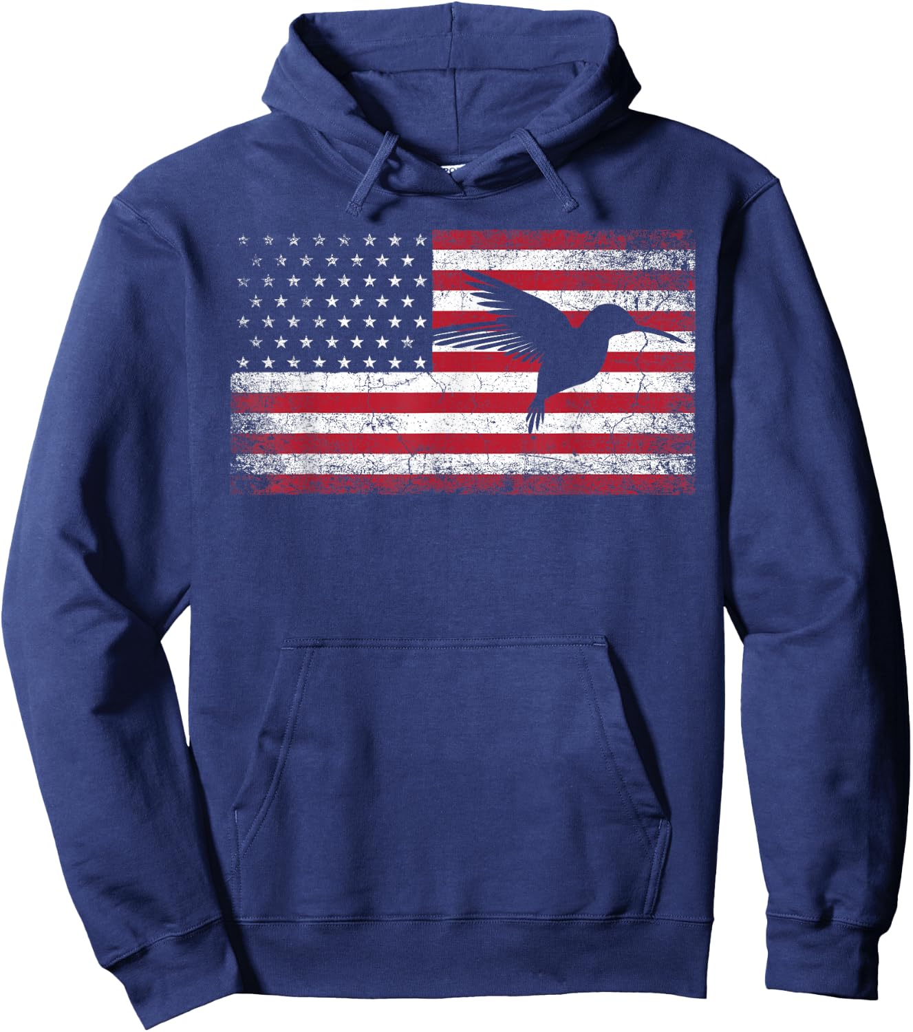 American Flag Hummingbird Bird Lover 4th of July Birding USA Hoodie - Hoodie | Navy