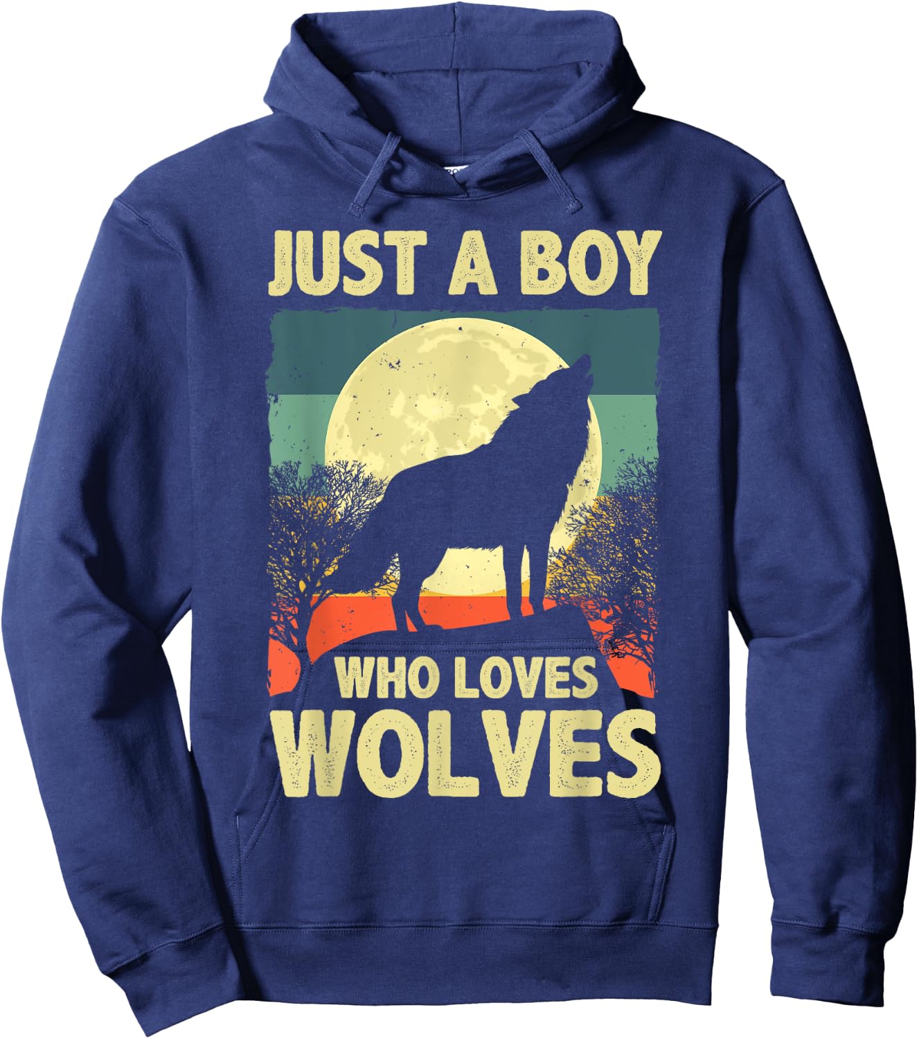 Cute Wolf Boys Wolf Lovers Howling Wolf Moon Wolves Hoodie - Hoodie | Navy