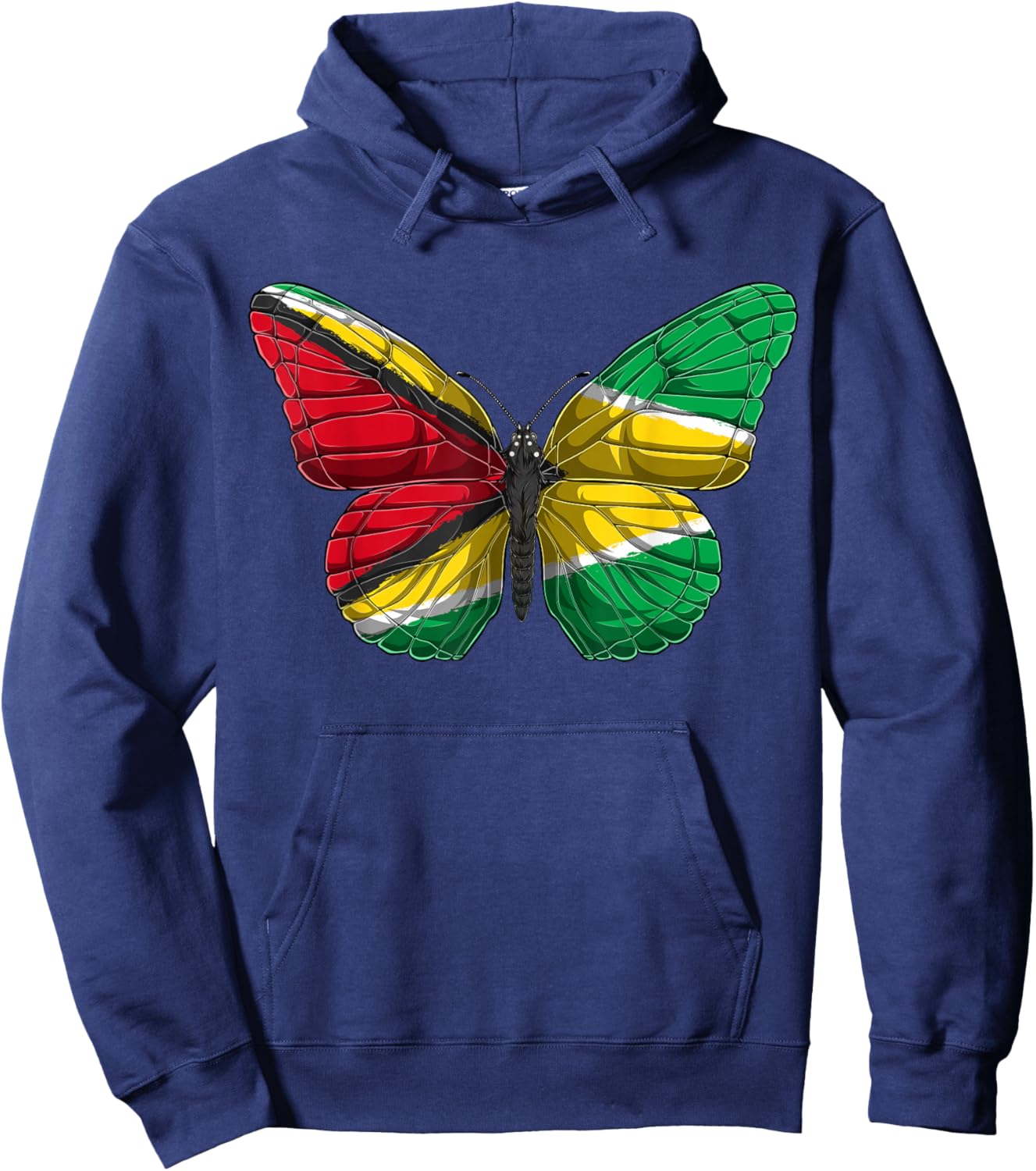 Guyana Butterfly Shirt Patriotic Guyanese Flag Hoodie - Hoodie | Navy
