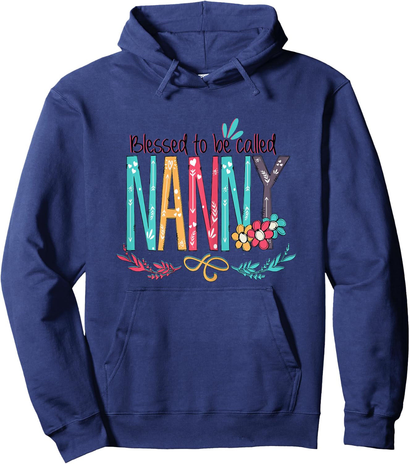 Blessed to Be Called Nanny Colourful Gift Grandma Women Hoodie - Hoodie | Navy