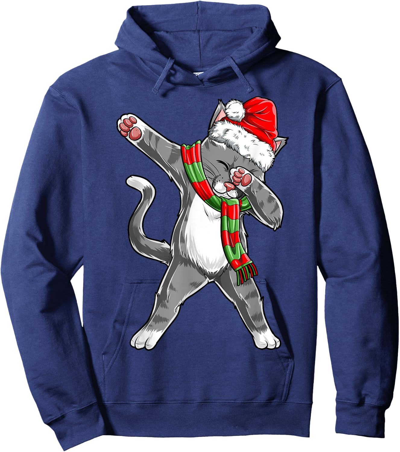 Dabbing Cat Santa Christmas Gift Kids Boys Girls Catmas Xmas Hoodie - Hoodie | Navy