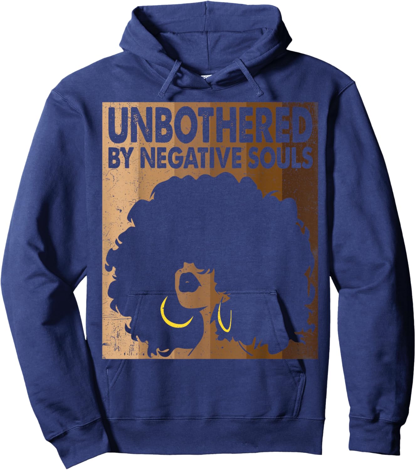 Unbothered By Negative Souls Afro Diva Melanin Black Women Hoodie - Hoodie | Navy