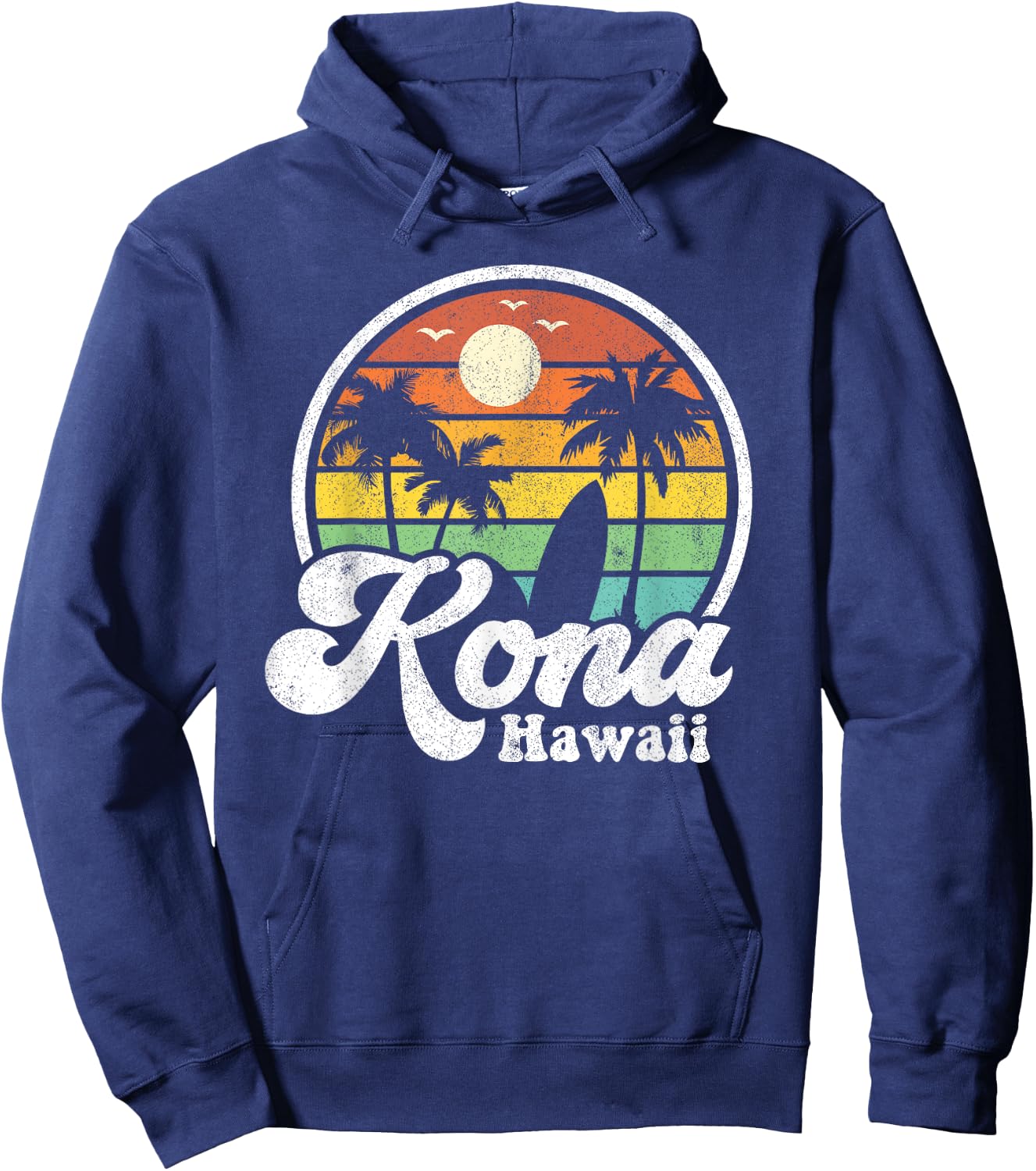Vintage Kona Beach Hawaii Surf Hawaiian Surfing 70's Gift Men Women Girls Kids Hoodie - Hoodie | Navy