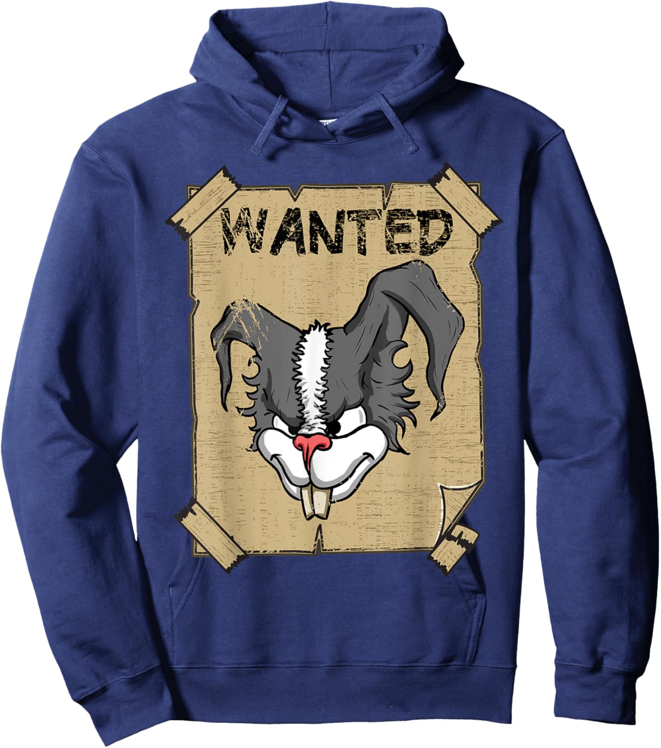 Funny Wanted Bad Rabbit Retro Wanted Poster Angry Bunny Hoodie - Hoodie | Navy
