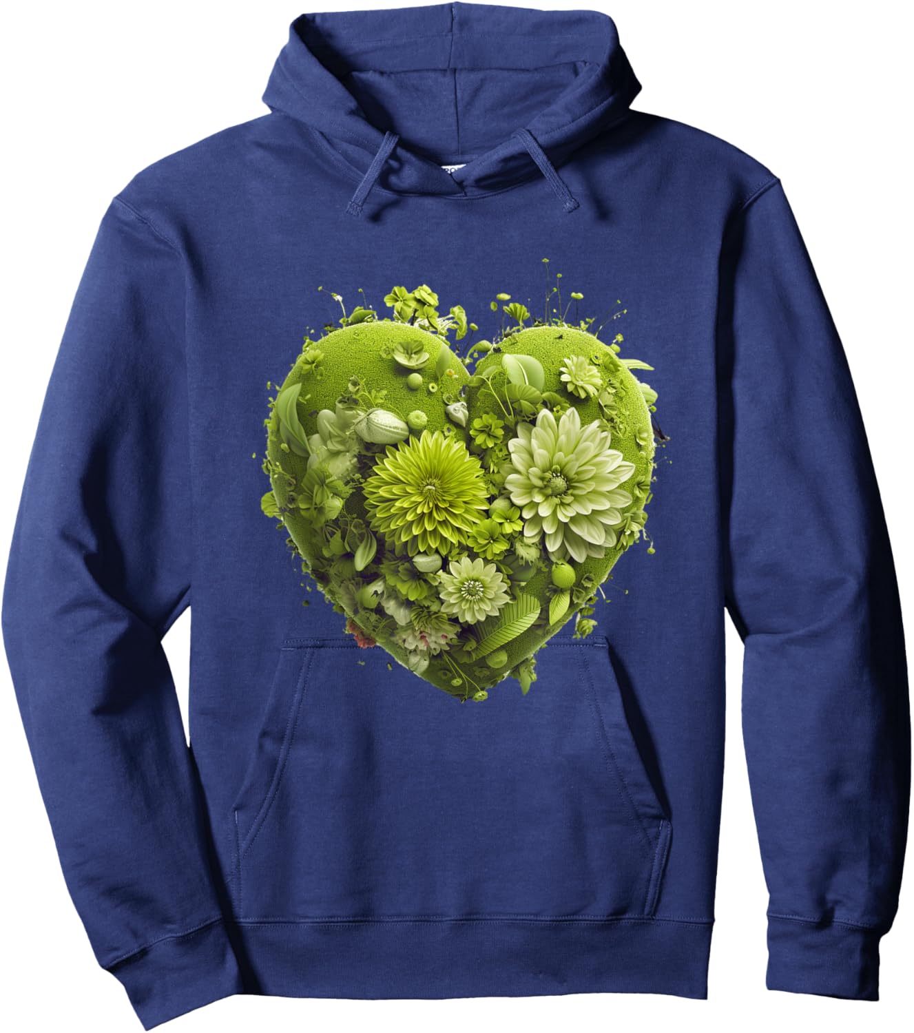Cute Lime Green Heart Graphic Made of Flowers Girl Hoodie - Hoodie | Navy