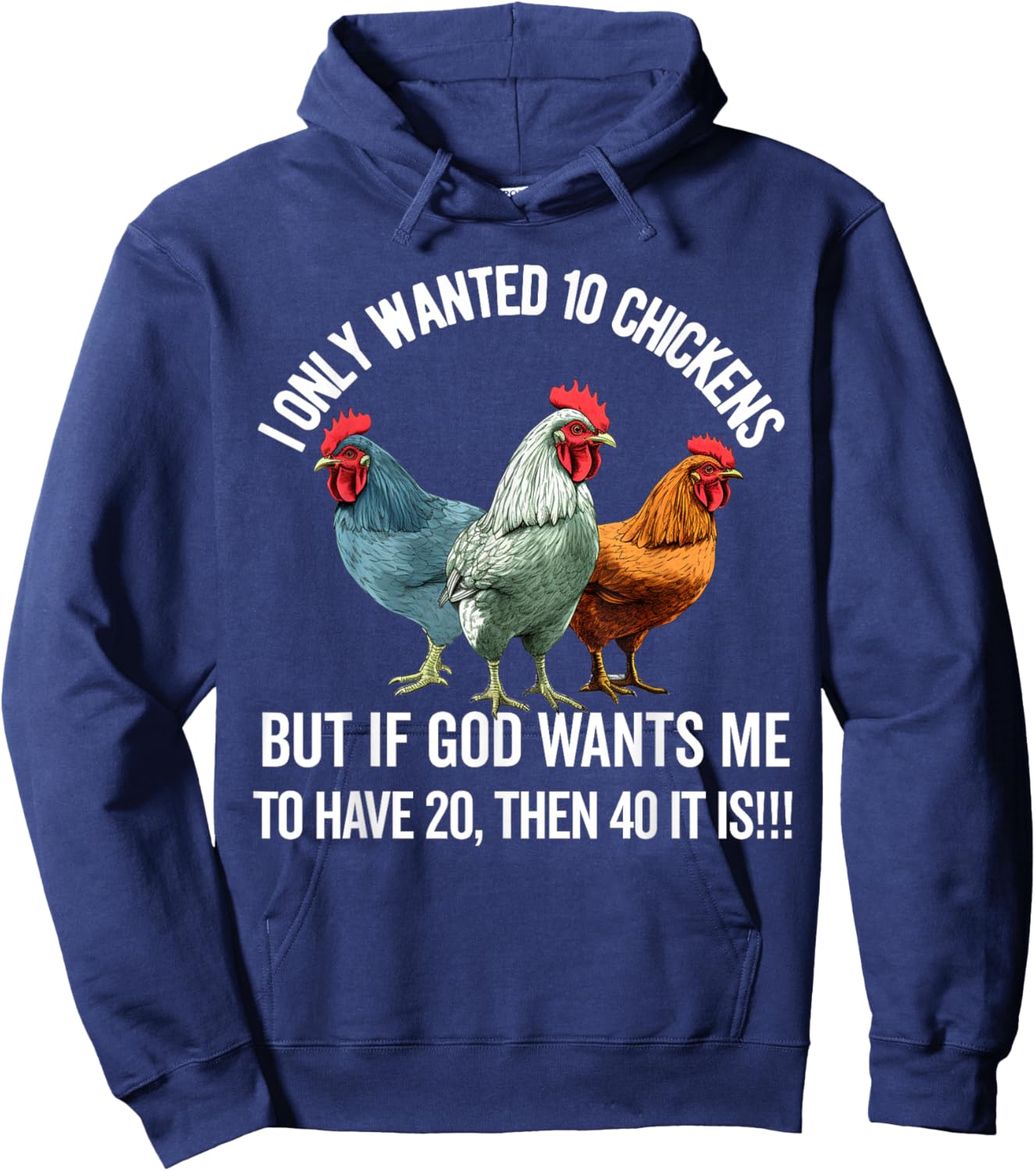 I Only Wanted 10 Chickens But if God Wants Me to Have 20 Hoodie - Hoodie | Navy