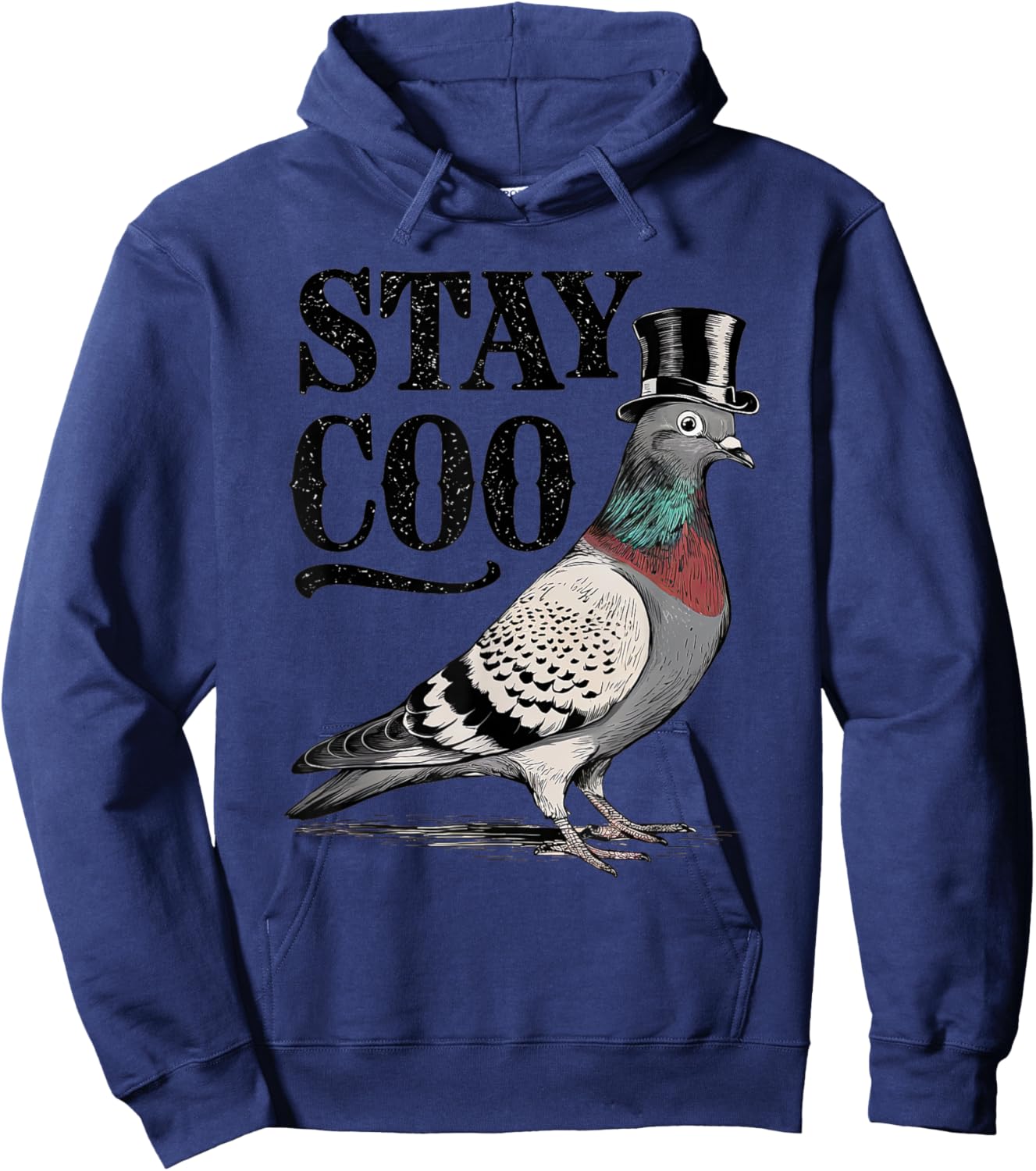 Stay Coo Funny Pigeon Top Hat Retro Design Hoodie - Hoodie | Navy