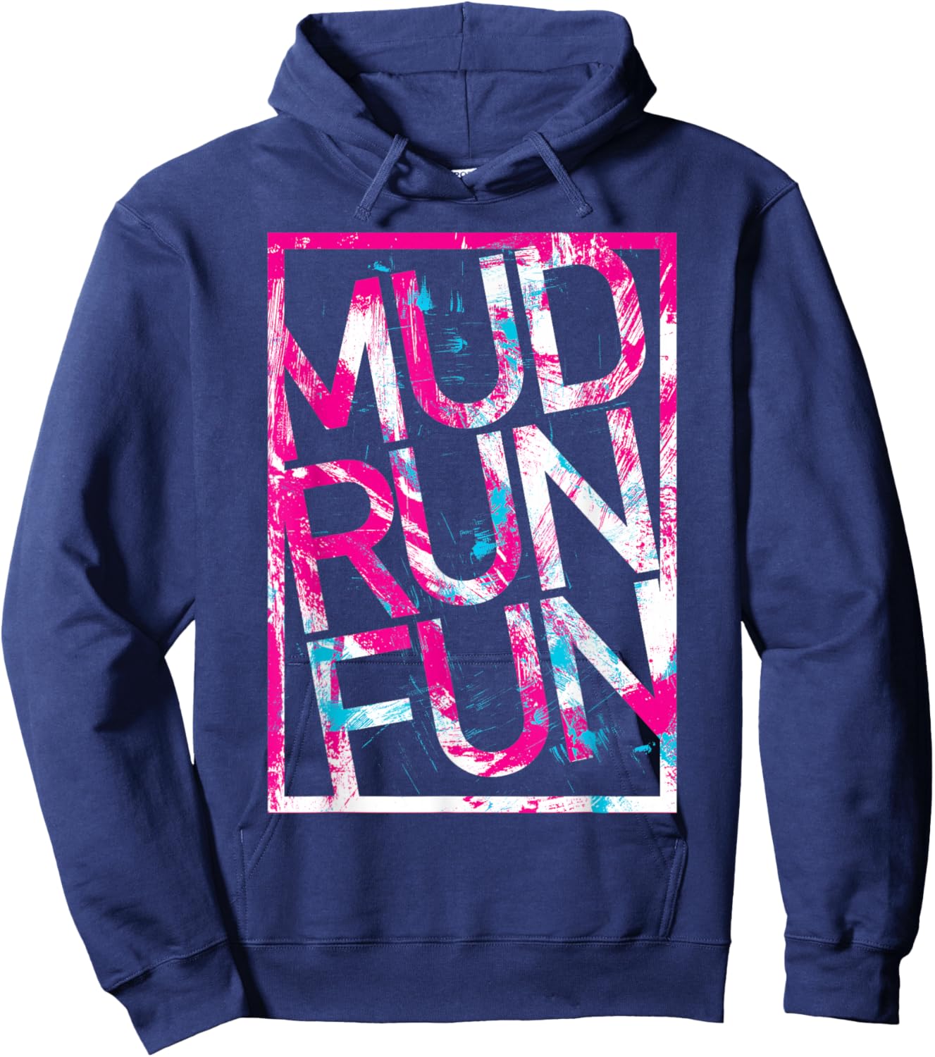 Mud Run Fun CROOKED Mudder PINK Trail Running and Mudding Hoodie - Hoodie | Navy
