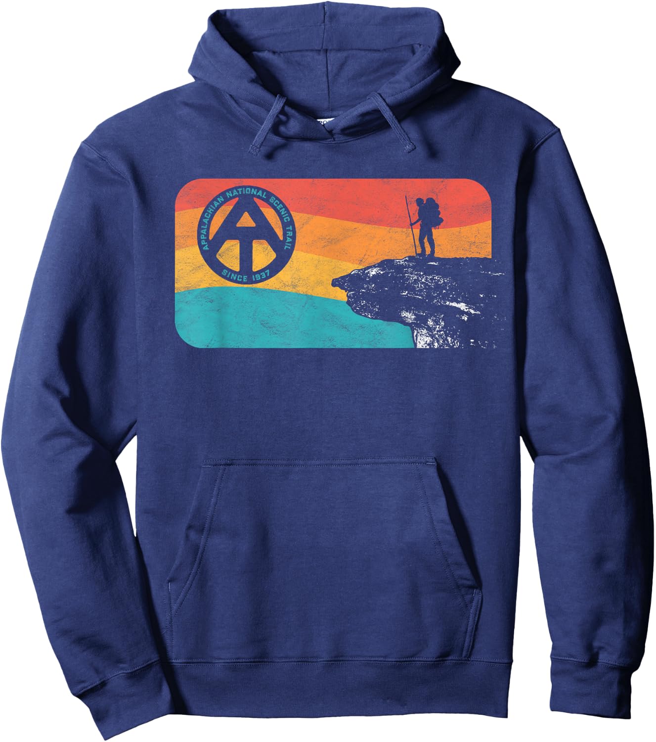 Appalachian Trail Retro McAfee's Knob Hiking Shirt Hoodie - Hoodie | Navy