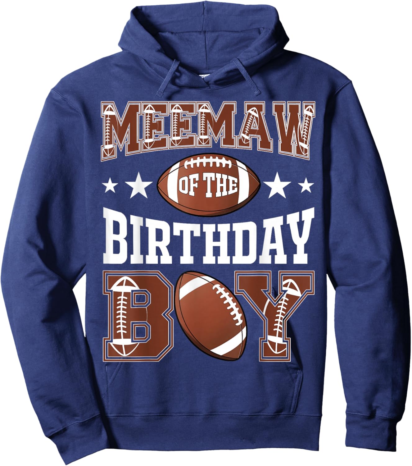 Meemaw Of The Birthday Boy Football Game Day Hoodie - Hoodie | Navy