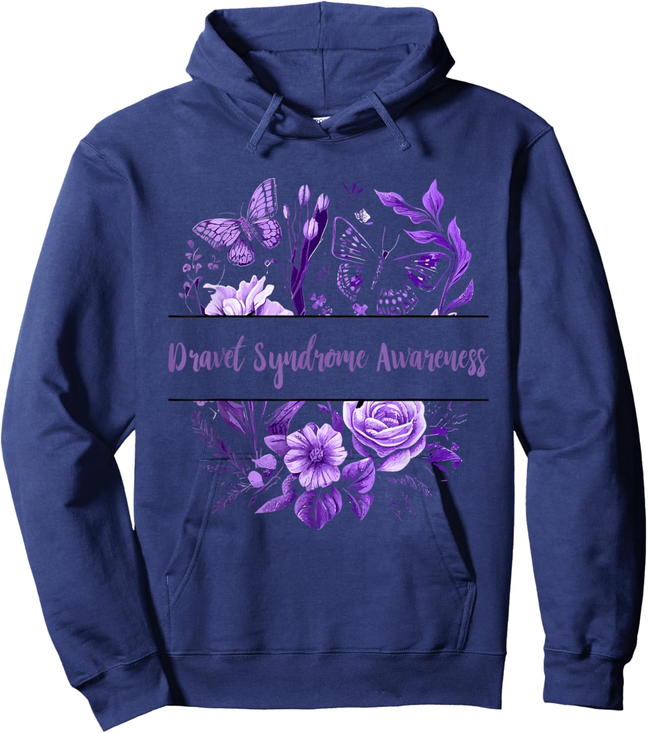 Purple Ribbon Dravet Syndrome Awareness Dravet Survivor Hoodie - Hoodie | Navy