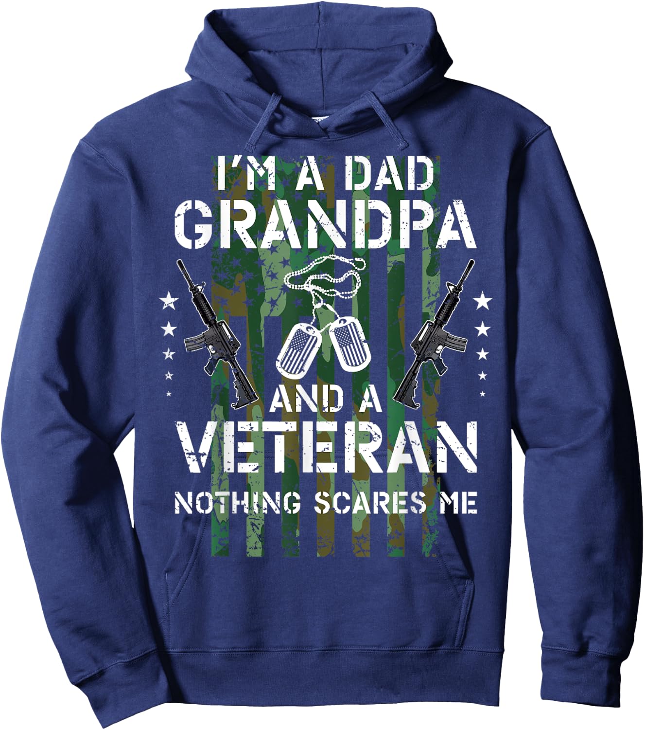 I'm A Dad Grandpa Veteran Dad Father Husband Father's Day Hoodie - Hoodie | Navy