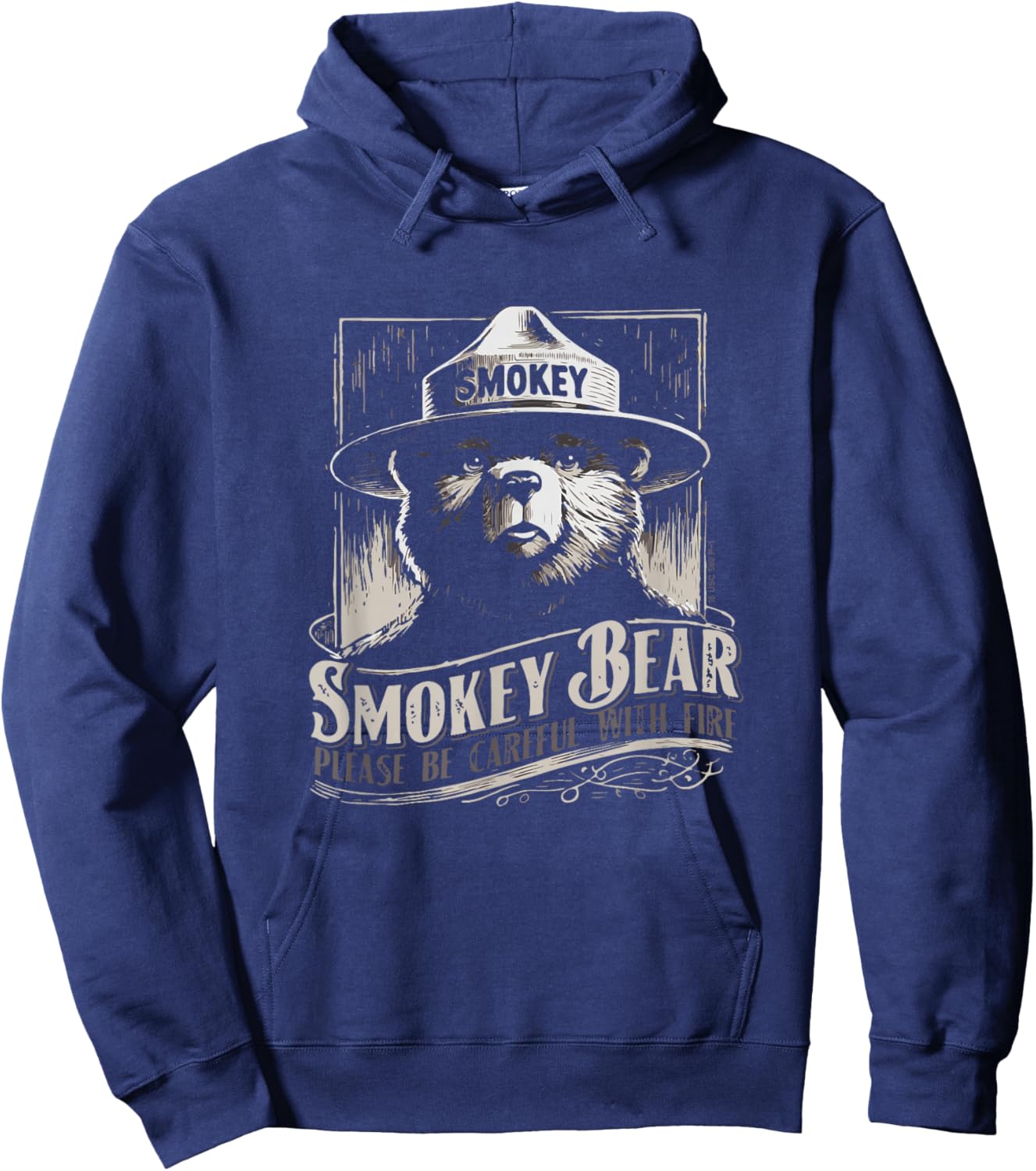 Vintage Smokey Bear WPA Poster Style Prevent Wildfires Hoodie - Hoodie | Navy