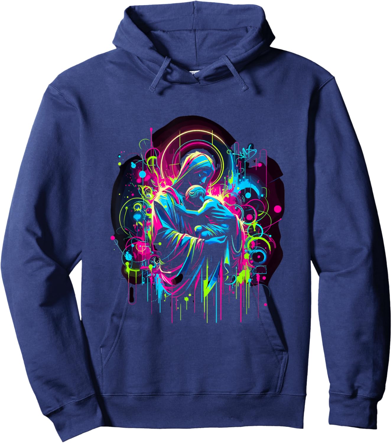 Retro 80s Jesus Graffiti Art Hoodie - Hoodie | Navy