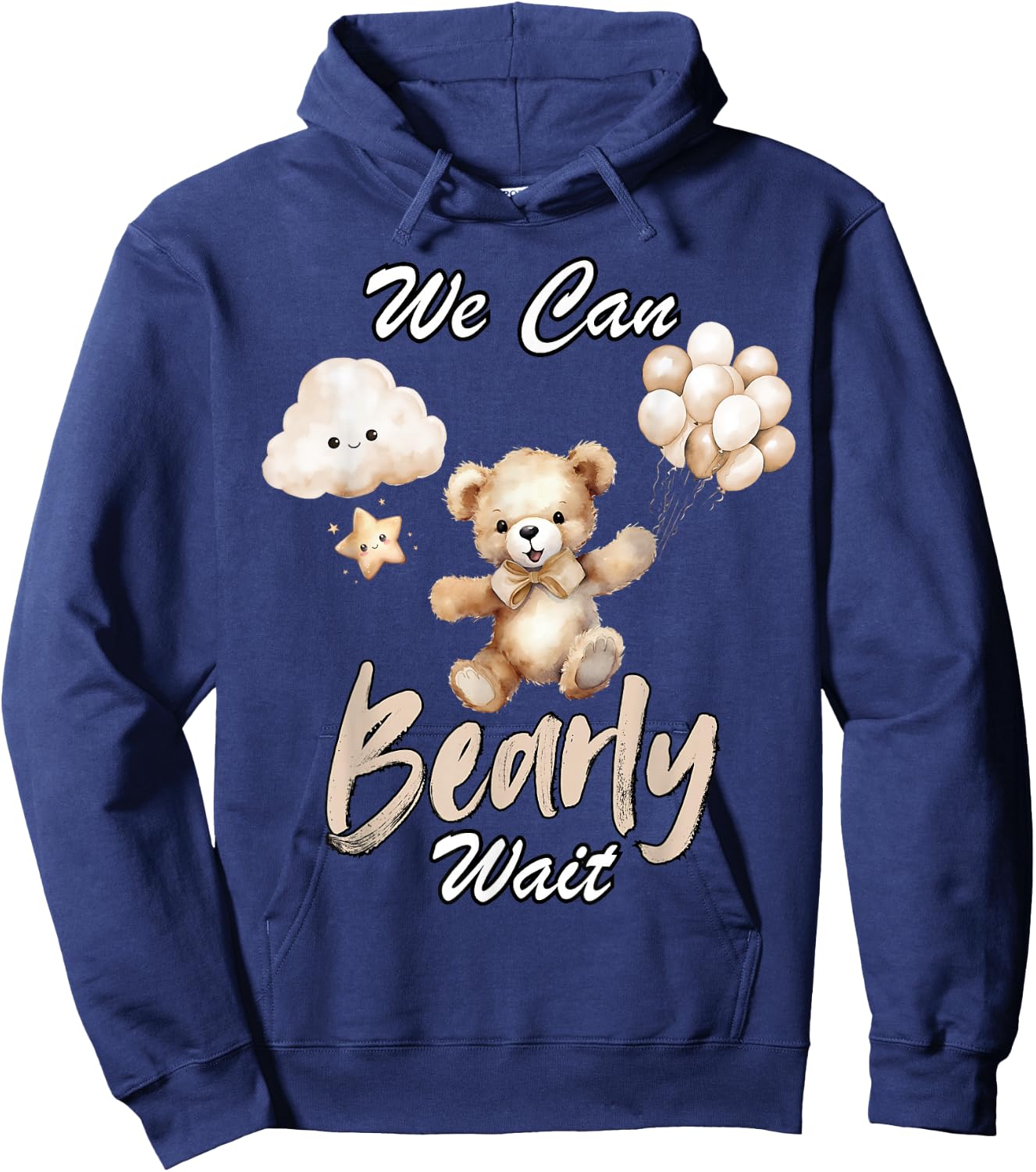 We Can Bearly Wait Gender Neutral Baby Shower Party Hoodie - Hoodie | Navy