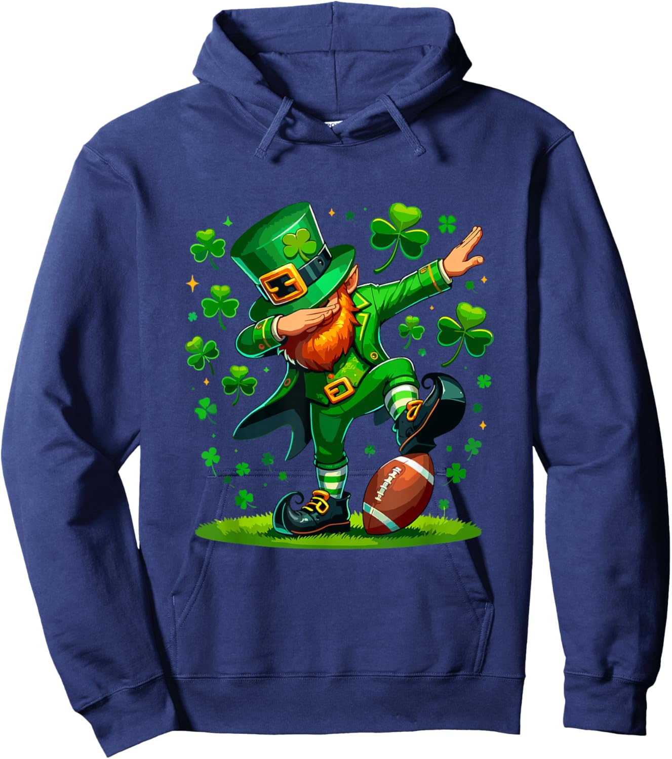 St Patricks Day Boy Men Football Costume Dabbing Leprechaun Hoodie - Hoodie | Navy
