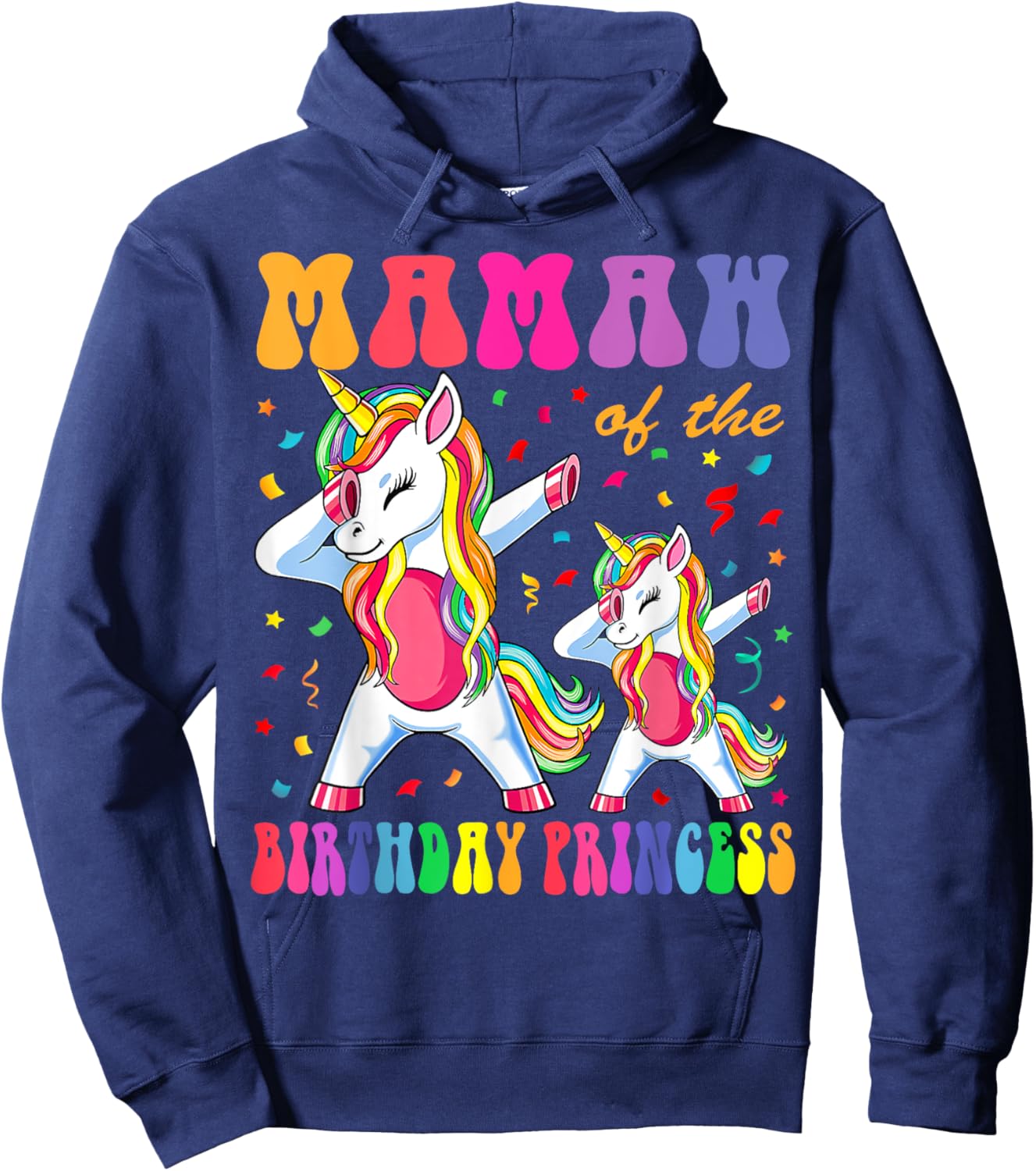 Mamaw of the Birthday Princess Girl Dabbing Unicorn Family Hoodie - Hoodie | Navy