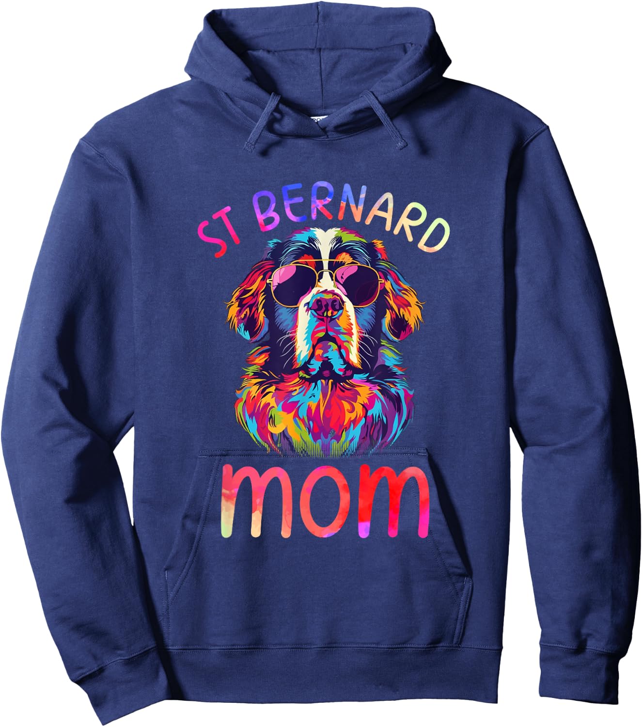 Saint Bernard Lovers Pop Art Sunglasses St Bernard Mom Hoodie - Hoodie | Navy
