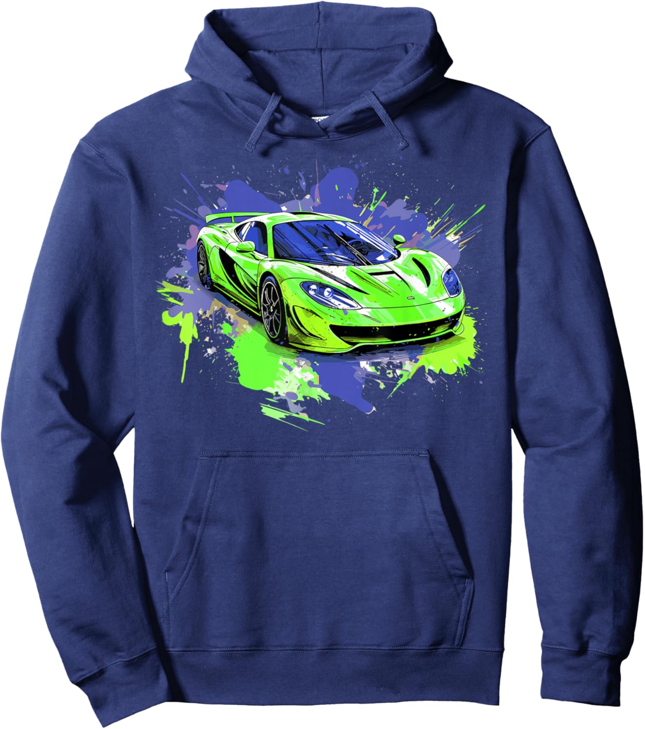 Supercar Exotic Sports Car Concept Poster Style Boys Graphic Hoodie - Hoodie | Navy