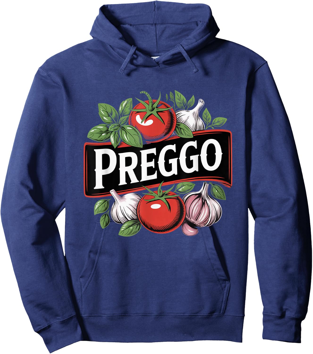 Pregnancy Announcement Prego Pasta Sauce Funny Preggo Hoodie - Hoodie | Navy