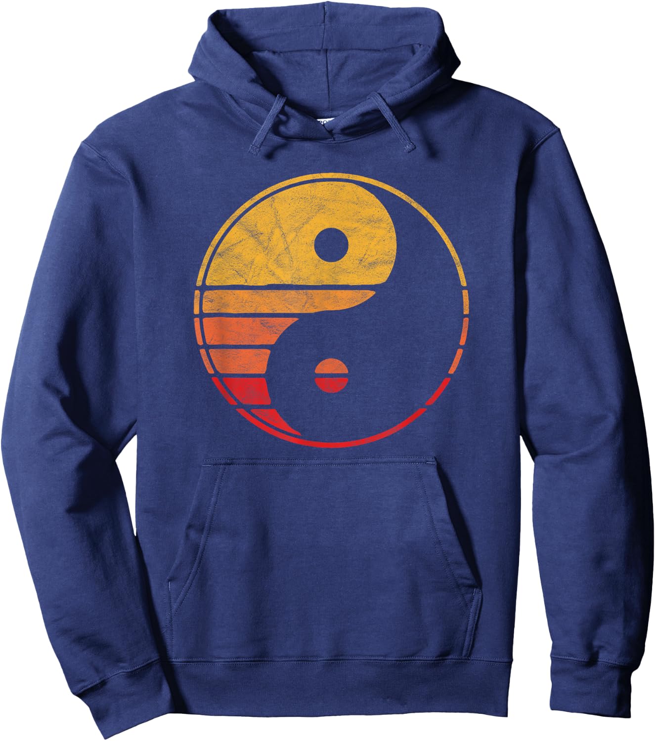 Vintage Yin Yang 80's Minimalist Sun Retro Graphic Hoodie - Hoodie | Navy