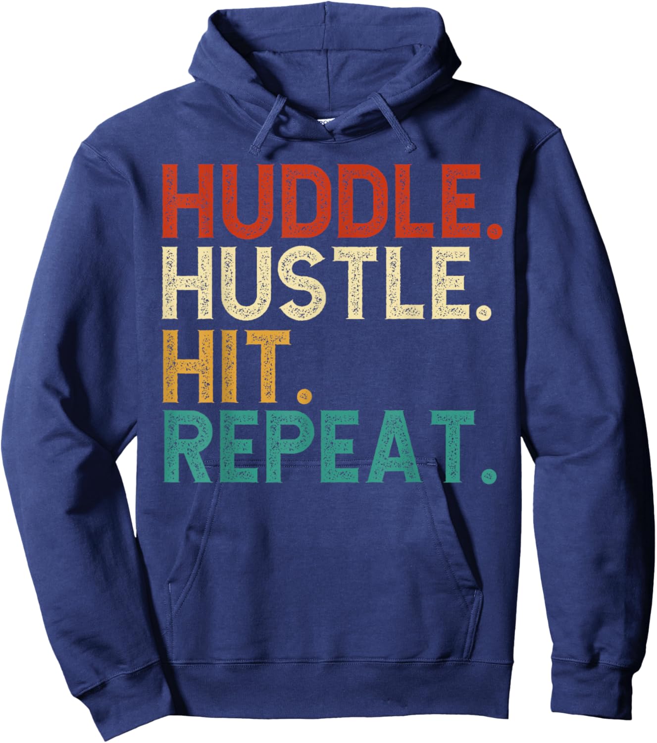 Huddle Hustle Hit Repeat - Football Motivation Hoodie - Hoodie | Navy