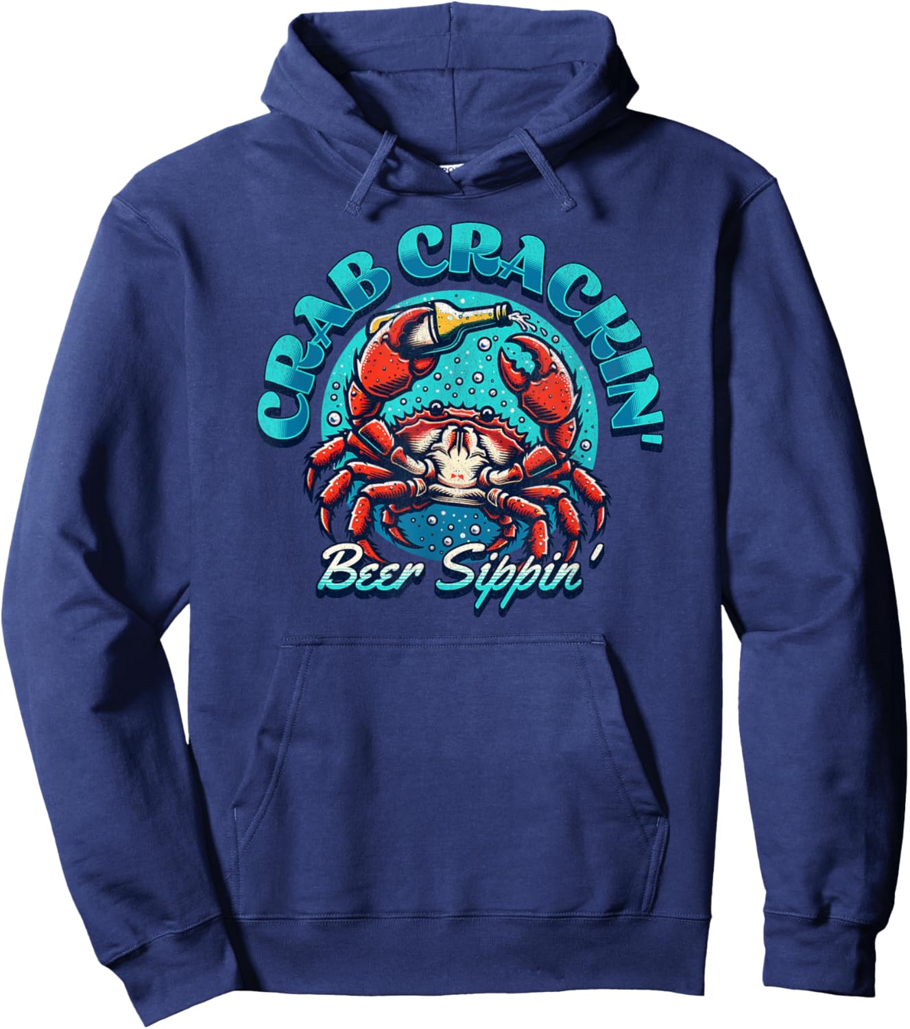 Beer Sippin' Crab Crackin' - Funny Claw Seafood Feast Party Hoodie - Hoodie | Navy