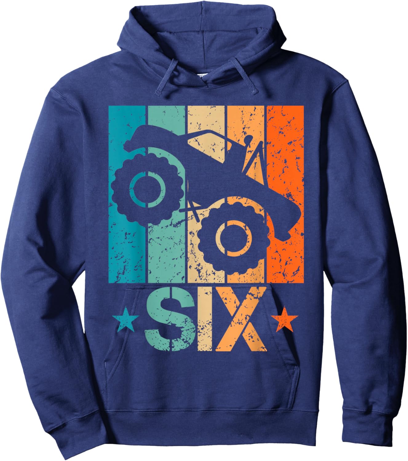 6th Monster Truck Birthday 6 Year Old 6yr Boys Birthday Hoodie - Hoodie | Navy