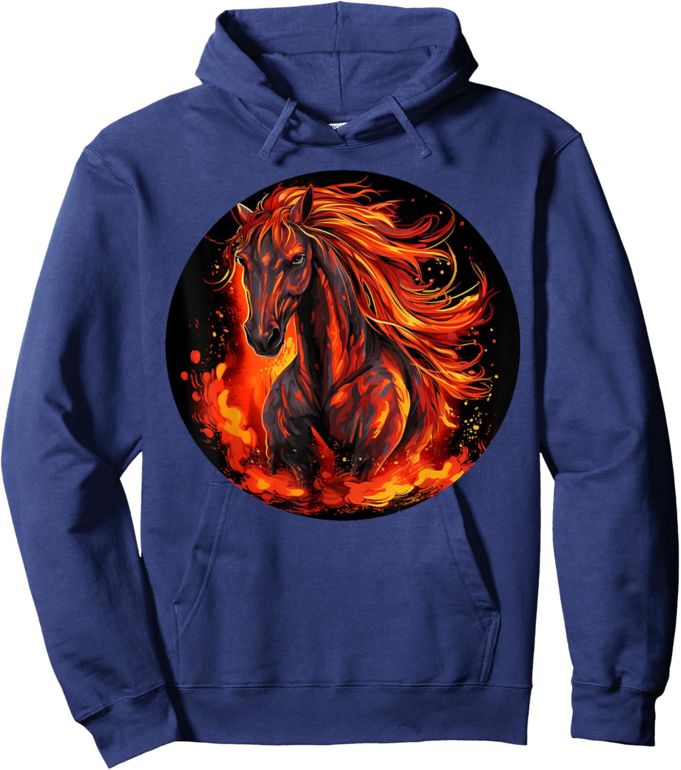 Funny burning horse outfit for horses flames lovers Hoodie - Hoodie | Navy