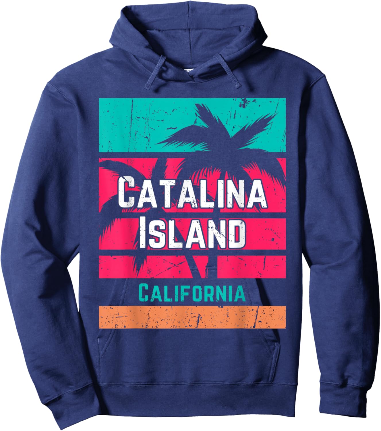 Catalina Island California Vacation Souvenir Surfing Vintage Hoodie - Hoodie | Navy