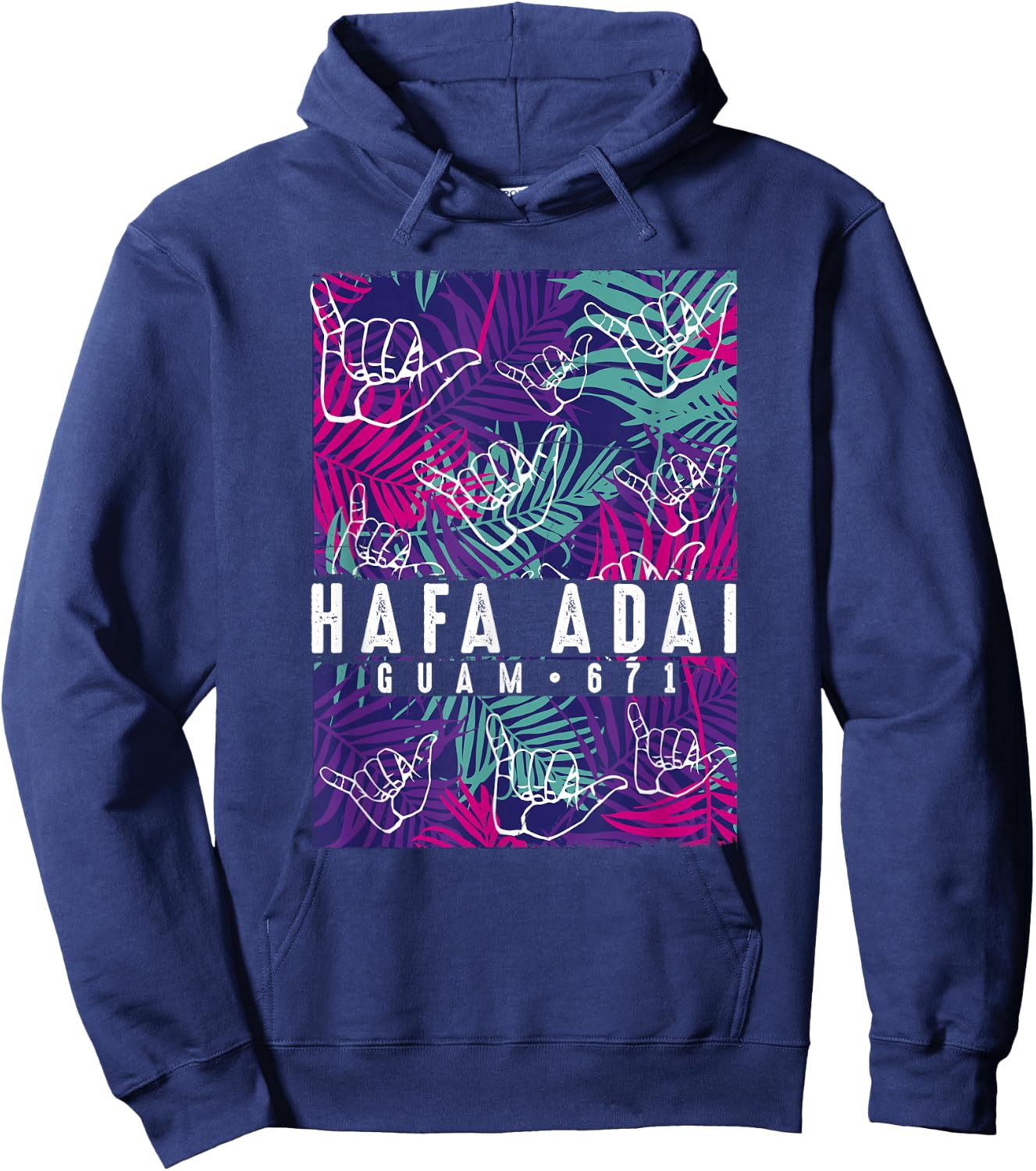 Tropical Palms Hafa Adai Guam Shirt GU t shirt Hoodie - Hoodie | Navy