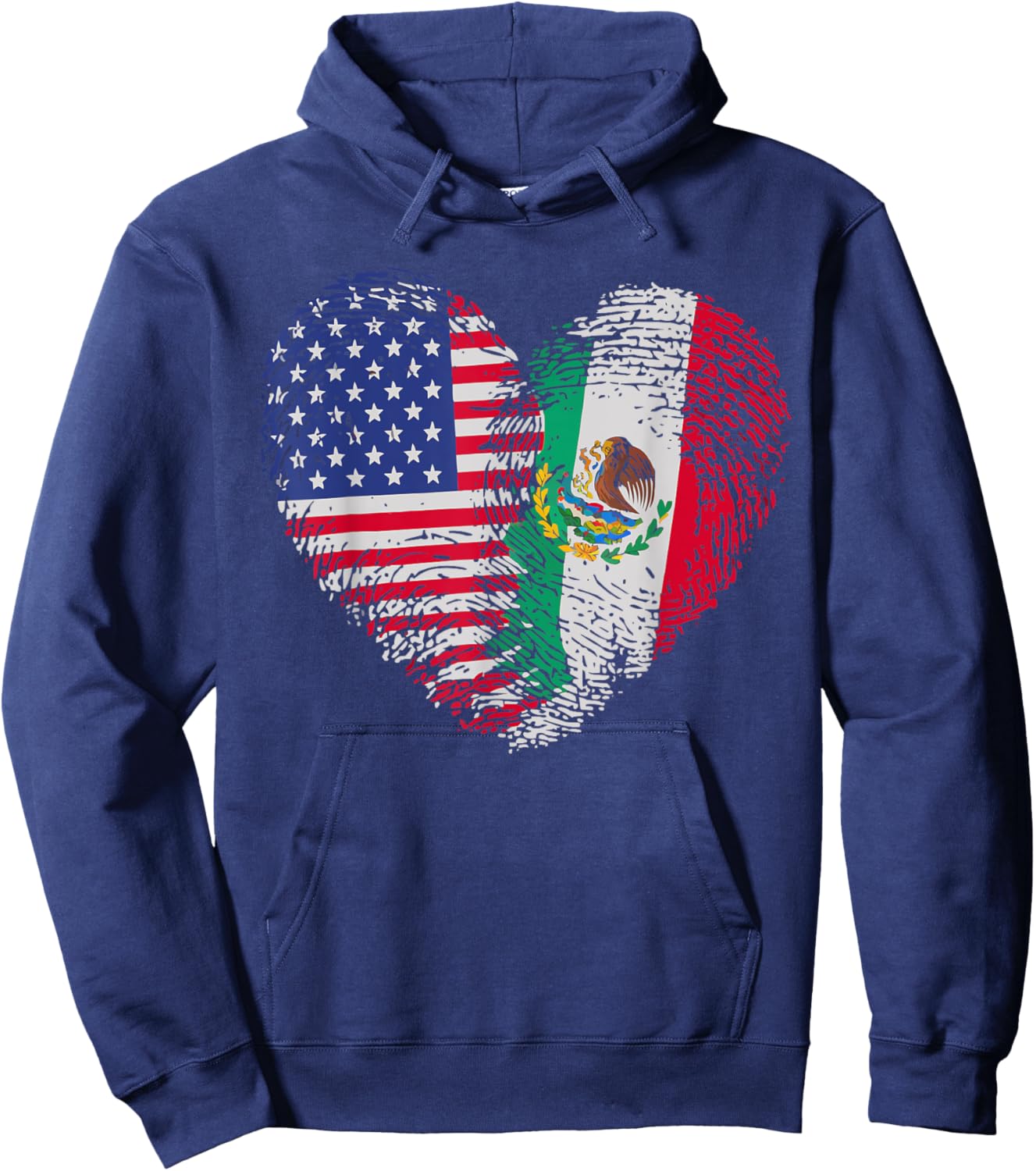 Half Mexican Half American USA Flag Mexico America Hoodie - Hoodie | Navy