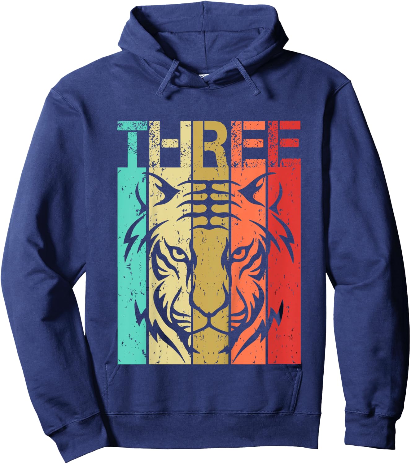 Tiger Birthday 3 Year Old Boy Girl Tiger 3rd Birthday Hoodie - Hoodie | Navy