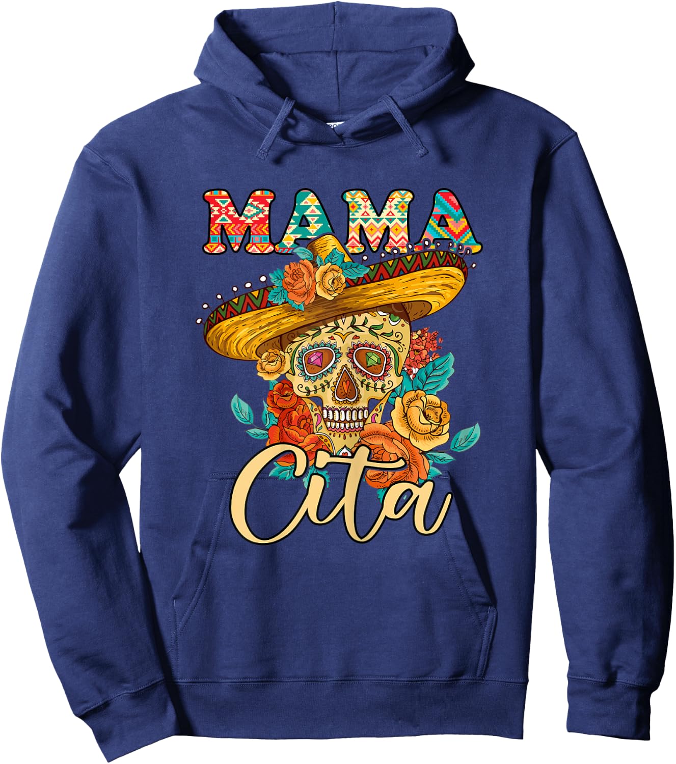 Dia De Los Muertos Mamacita Sugar Skull Day of Dead Mexican Hoodie - Hoodie | Navy