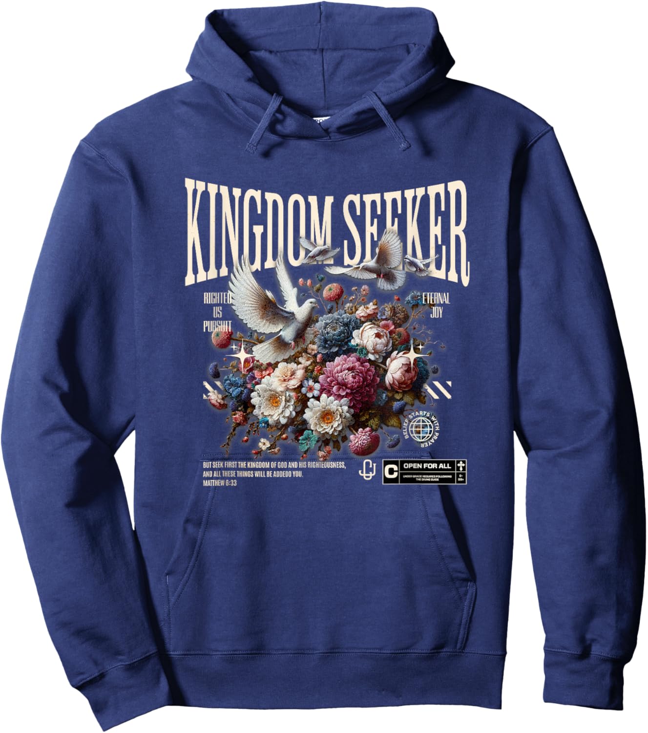 Kingdom Seeker Flowers and Doves Hoodie - Hoodie | Navy