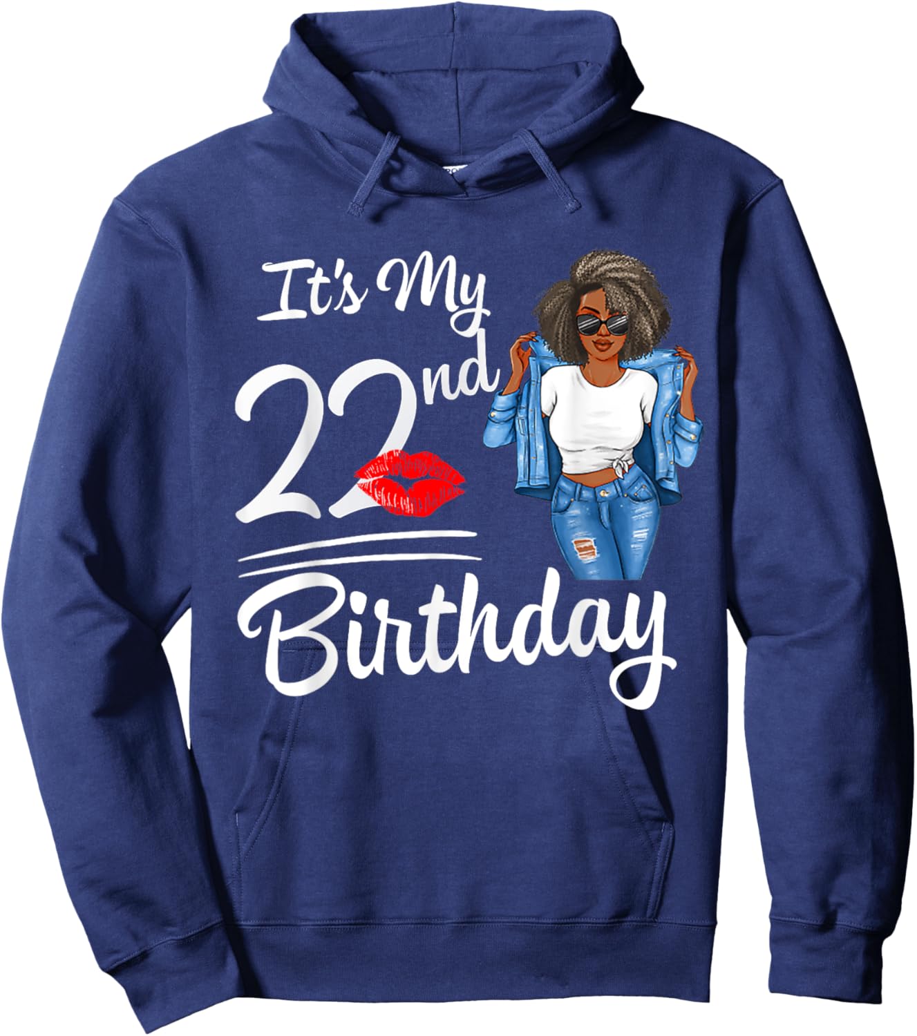 It's My 22nd Birthday 22 Years Old Afro Black Melanin Women Hoodie - Hoodie | Navy