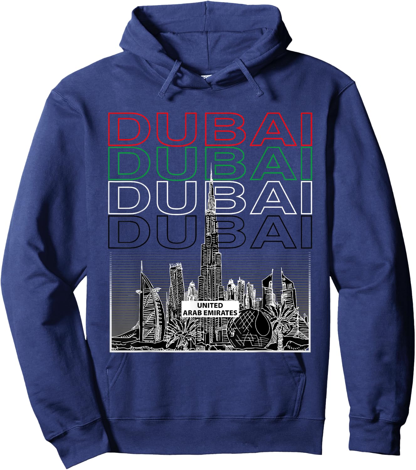 Dubai City Skyline Arab Emirates Vacation Matching Outfit Hoodie - Hoodie | Navy
