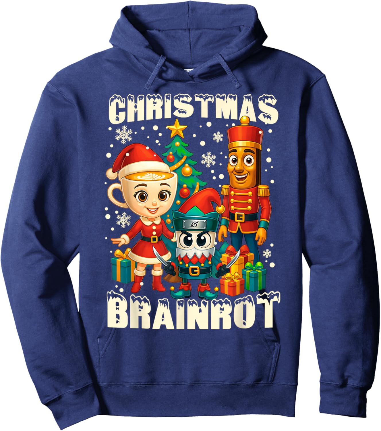 Funny Christmas Italian Brain Rot Italian Brainrot Boy Kids Hoodie - Hoodie | Navy