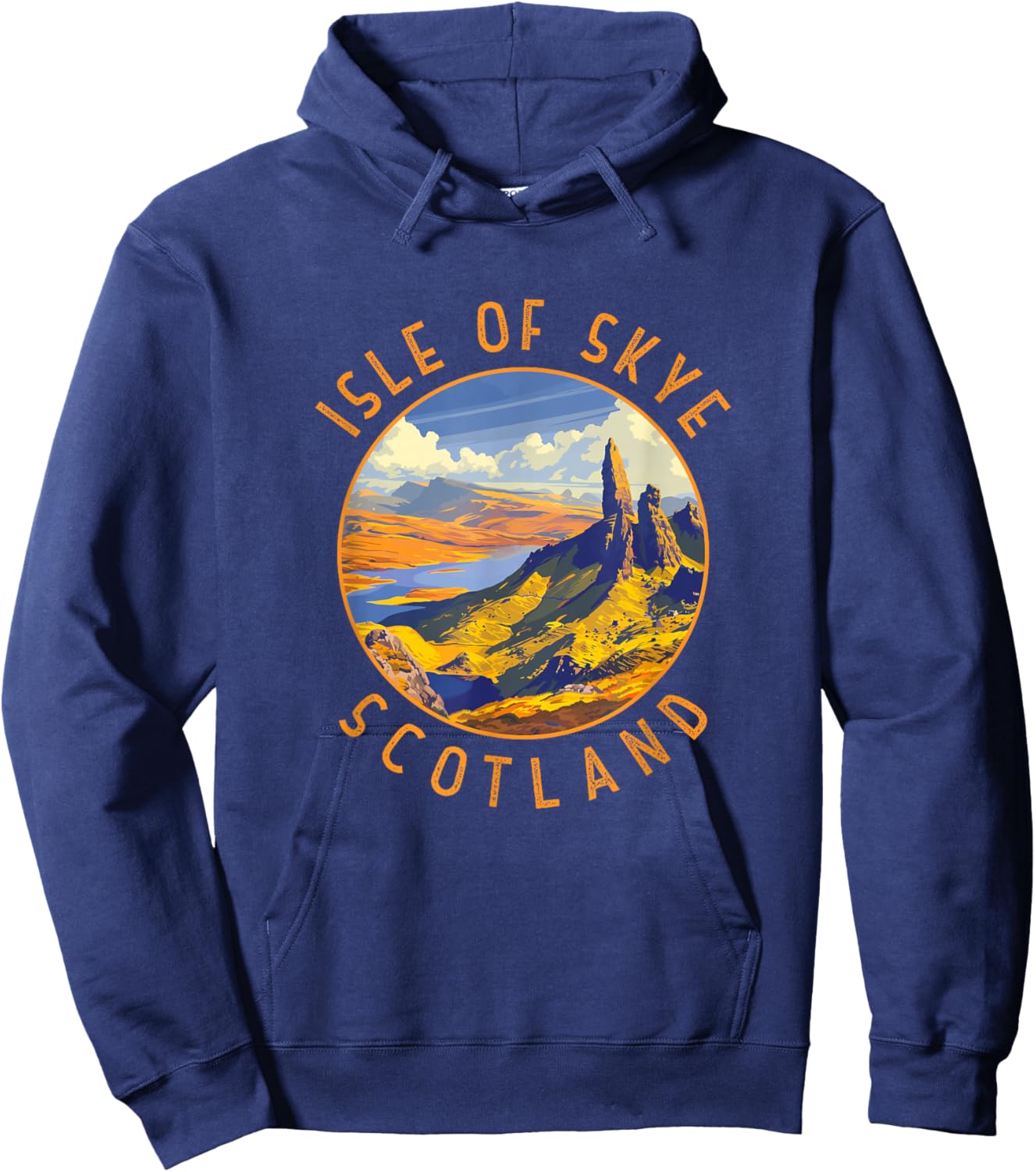 Isle of Skye Scotland Retro Distressed Circle Hoodie - Hoodie | Navy