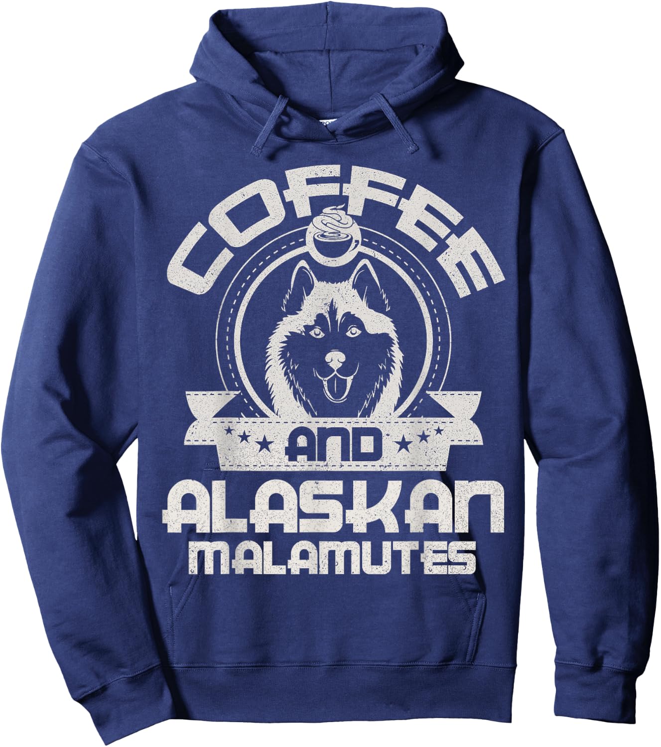 Coffee And Alaskan Malamute Coffee Drinking Dog Owner Lover Hoodie - Hoodie | Navy