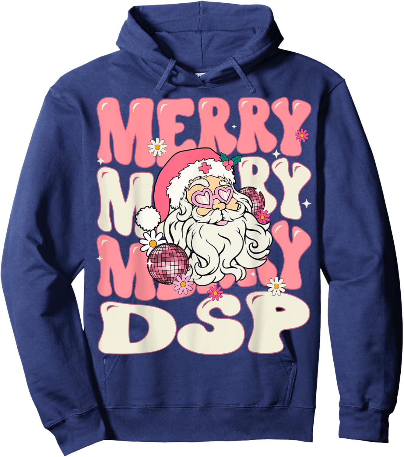 Merry DSP Christmas Retro Pink Direct Support Professional Hoodie - Hoodie | Navy