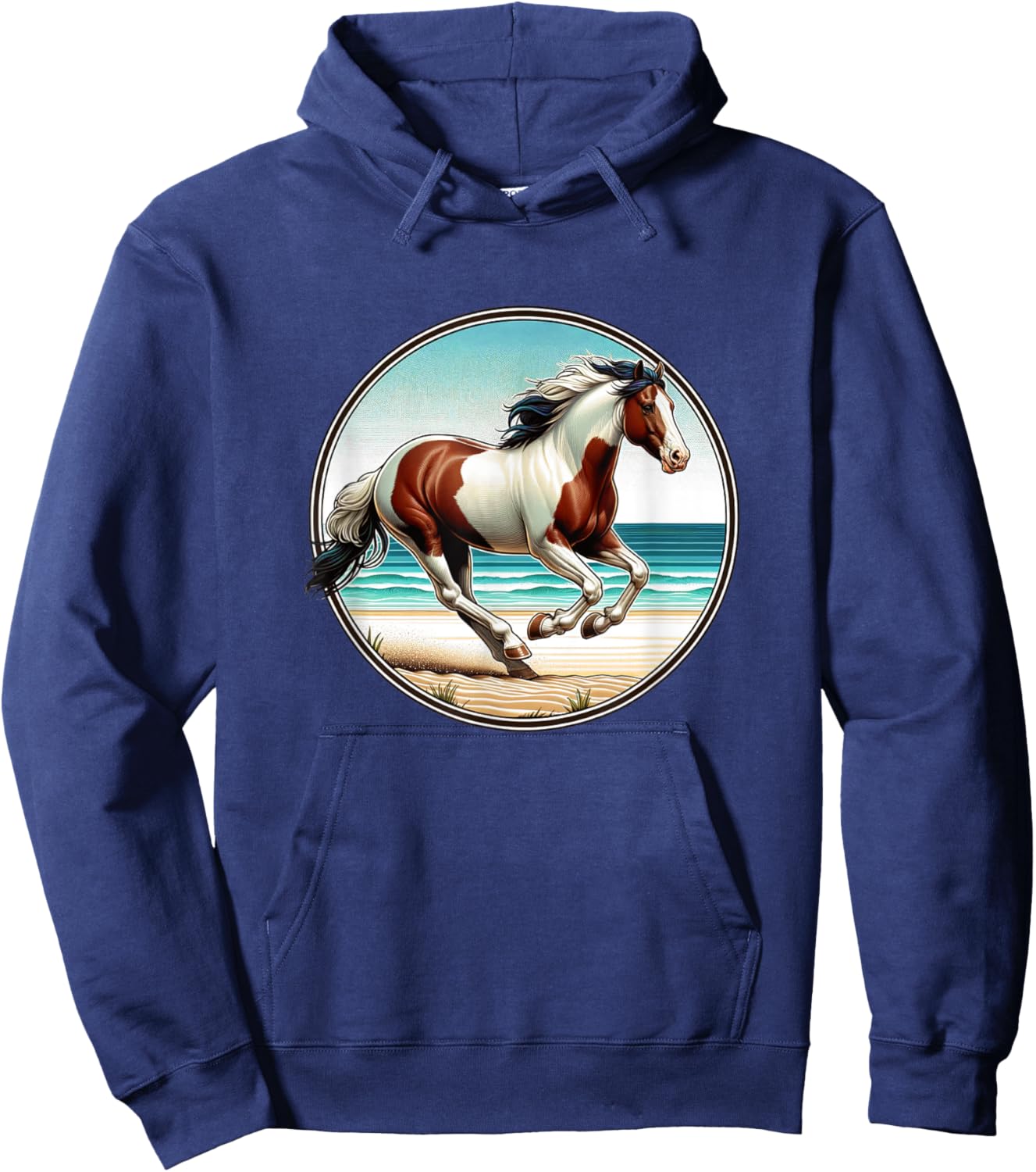 Paint Horse Running On The Beach - Women Girls Kids Hoodie - Hoodie | Navy