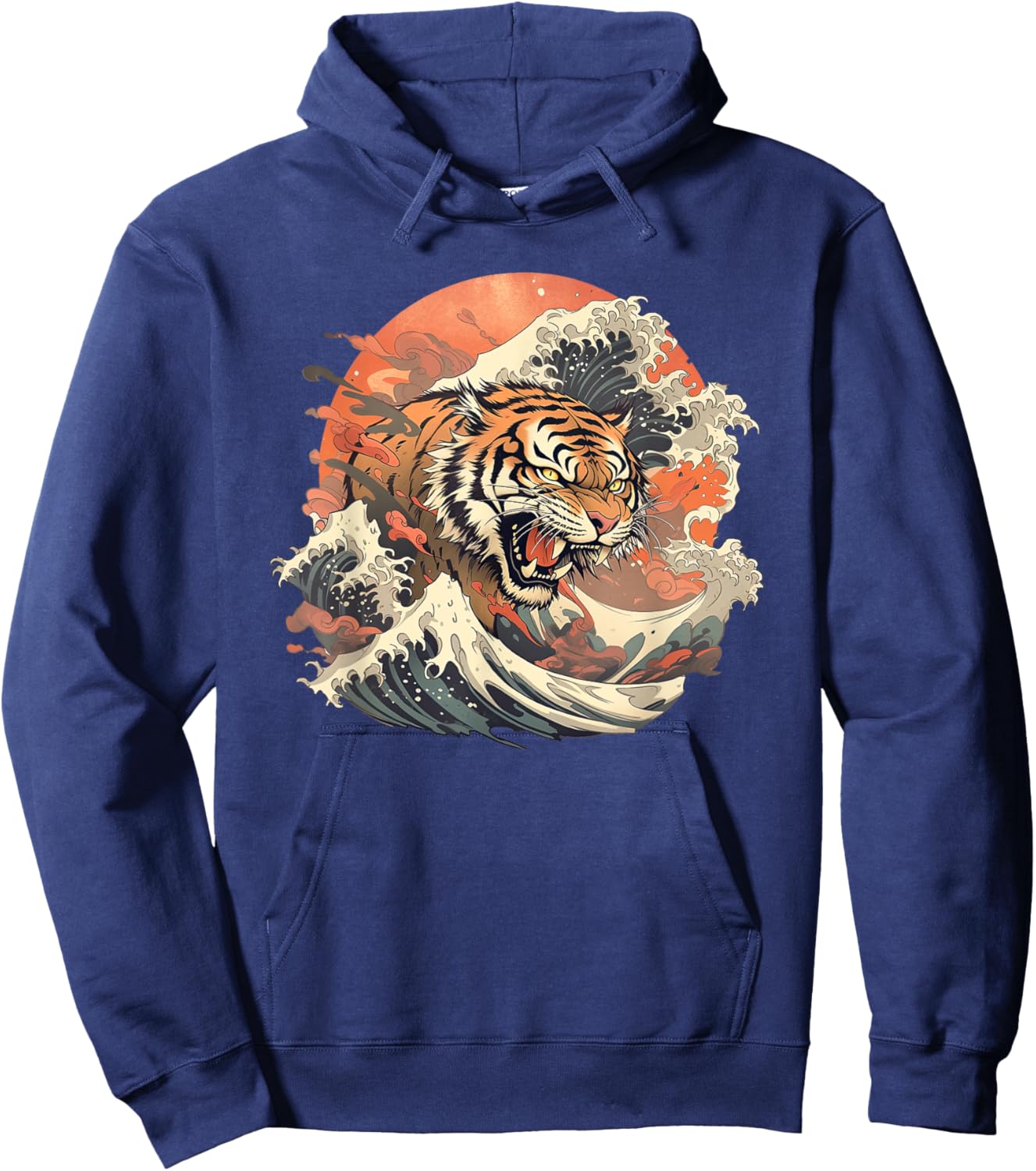 Asian inspired vintage style 80s retro Japanese Tiger Hoodie - Hoodie | Navy