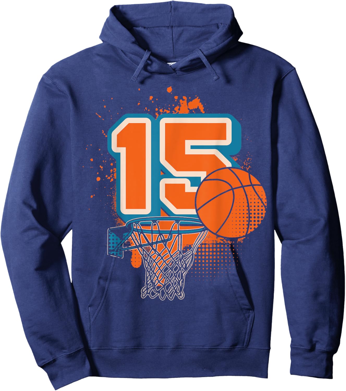 15th Birthday Boy Basketball Player Basketball 15 Years Old Hoodie - Hoodie | Navy