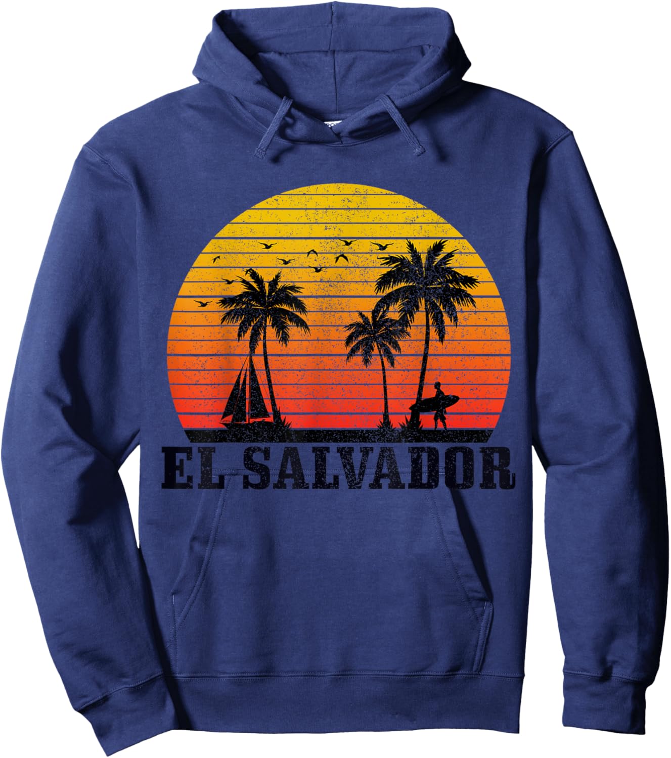 El Salvador Surfer Vintage Caribbean Souvenir Hoodie - Hoodie | Navy